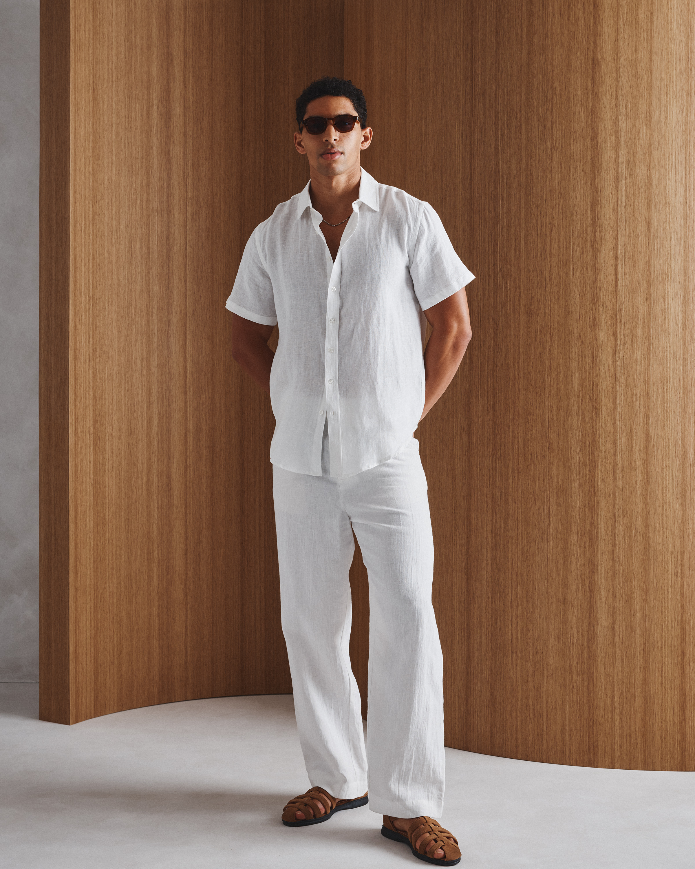 Herren Langarm-Shirt Aus 100% Leinen - Kurzflosse Button-Down Mit Aufrollärmeln, Lässiger Fit