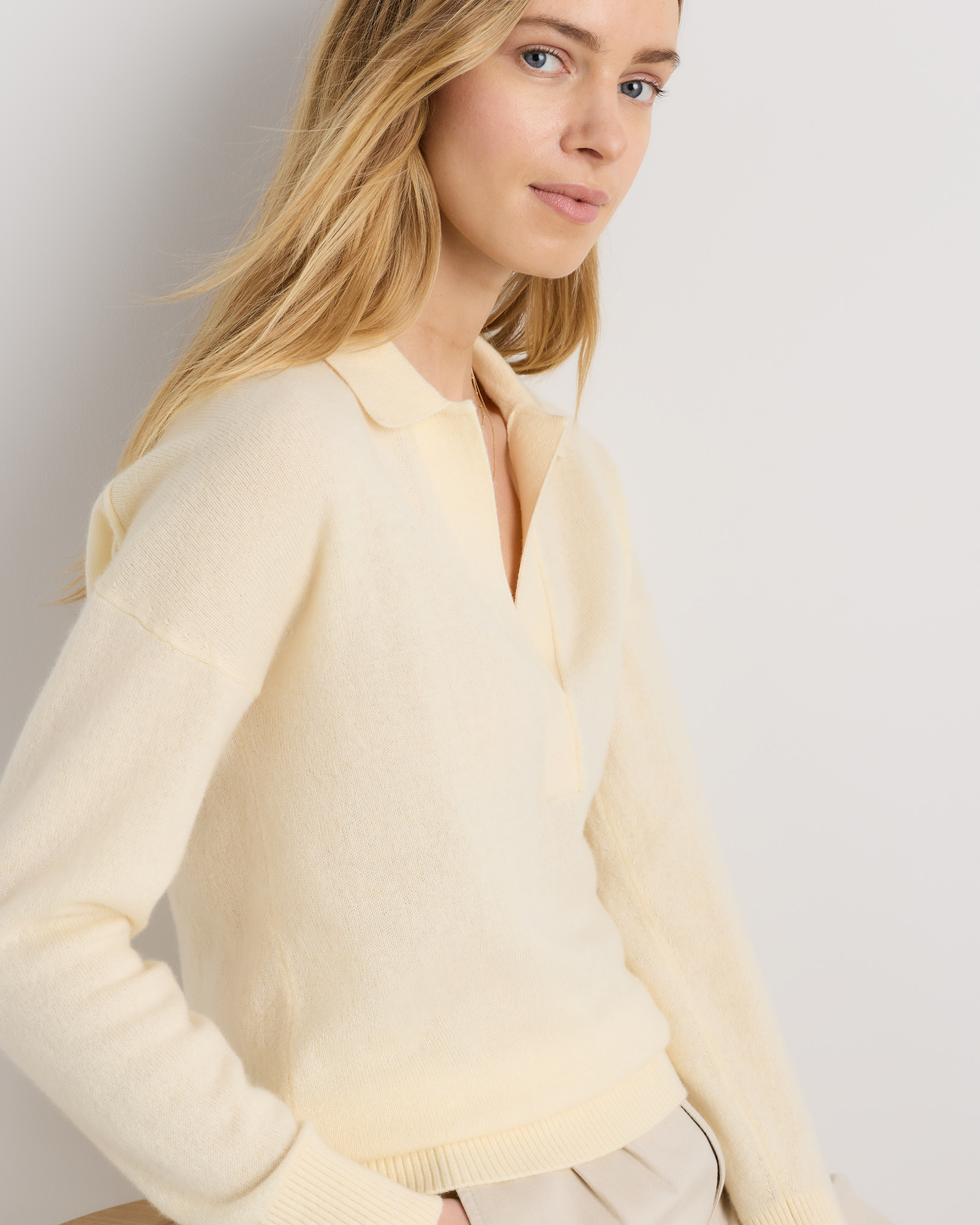 Women's Mongolian Cashmere Polo Sweater
