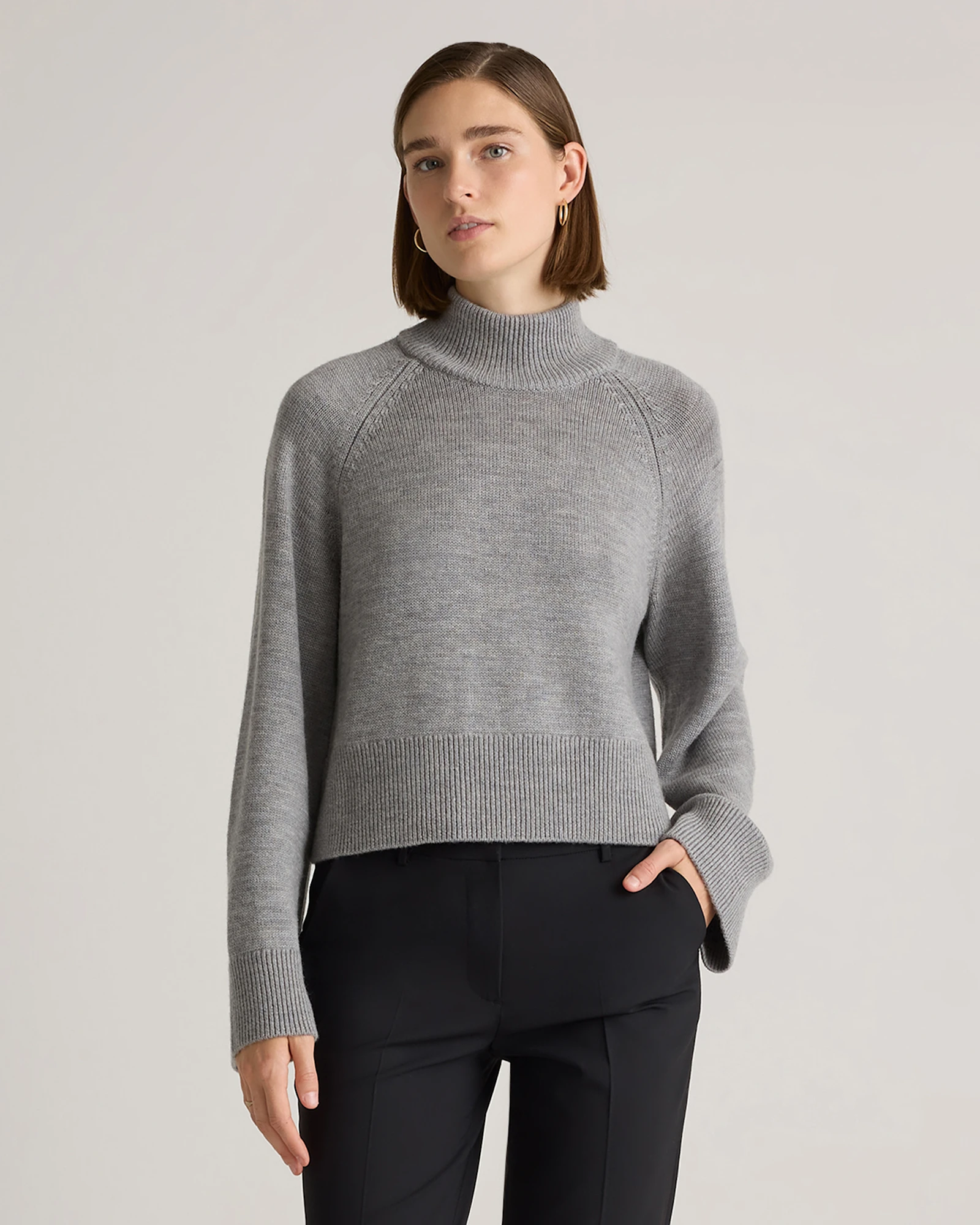 Australian Merino Wool Cropped Mock Neck Sweater