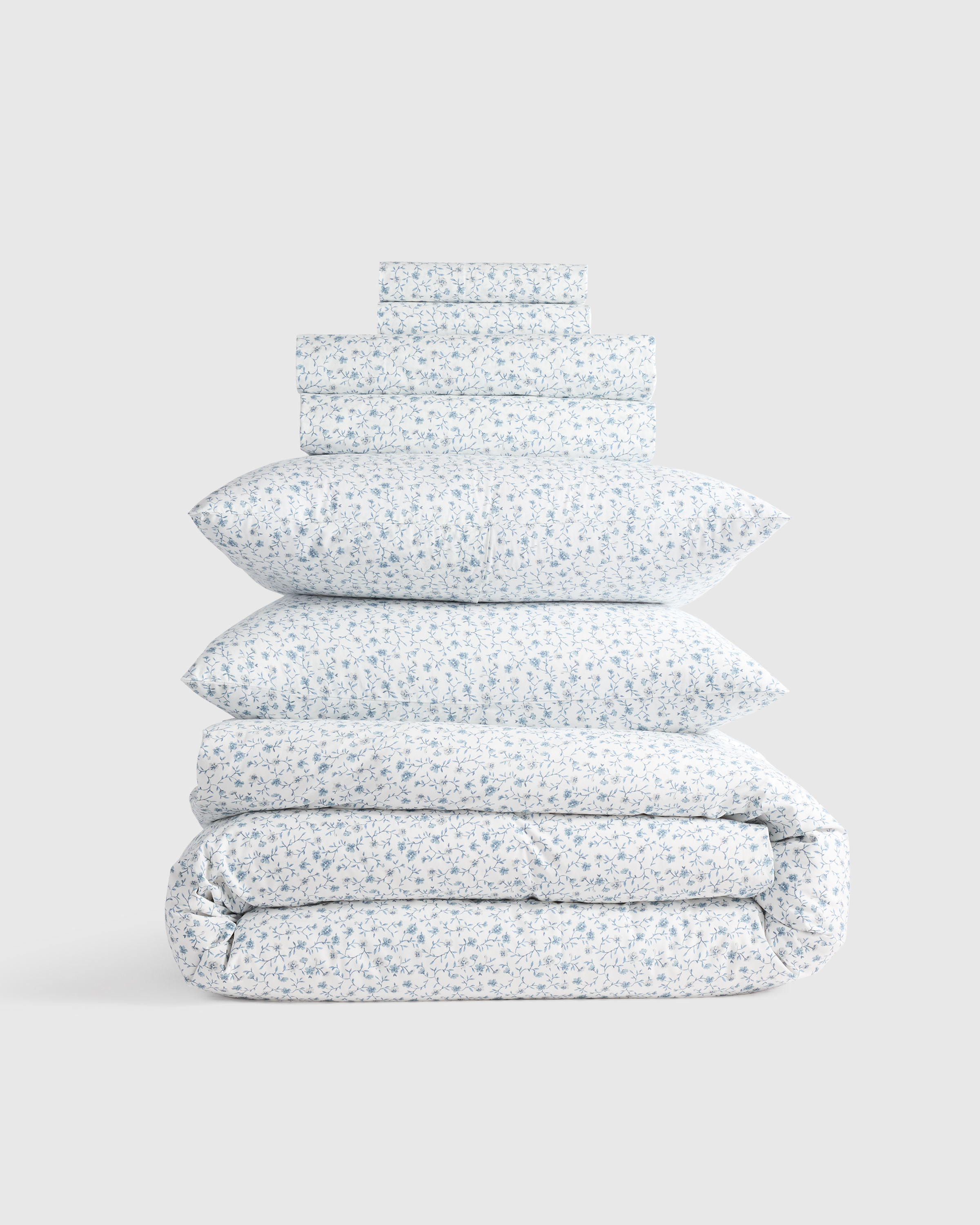 Blue Florette Classic Organic Percale Floral Deluxe Bedding Bundle