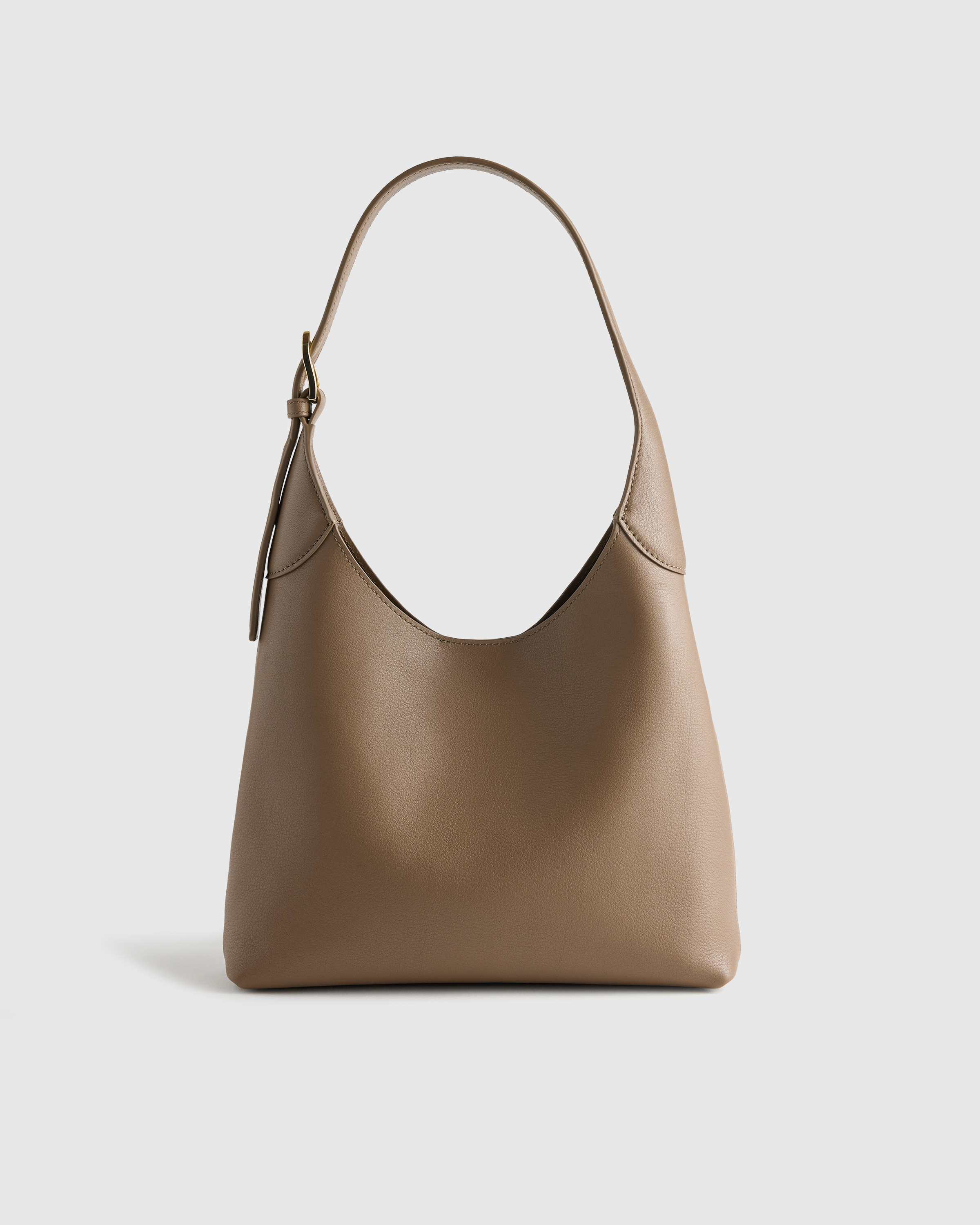 Deep Taupe Full-Grain Leather Small Shoulder Bag