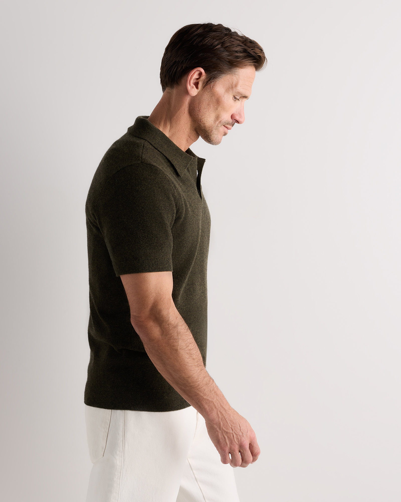 100% Mongolian Cashmere Johnny Collar Sweater Polo Sweater