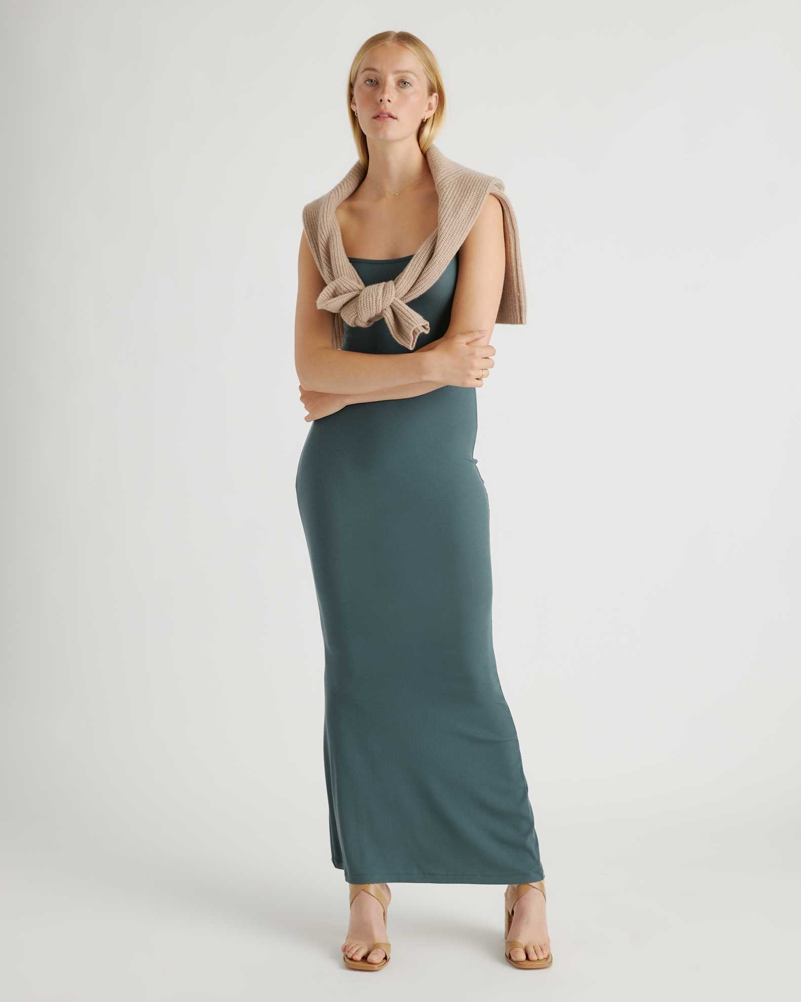 tencel rib knit maxi slip dress Quince Tencel Rib Knit Maxi Slip Dress