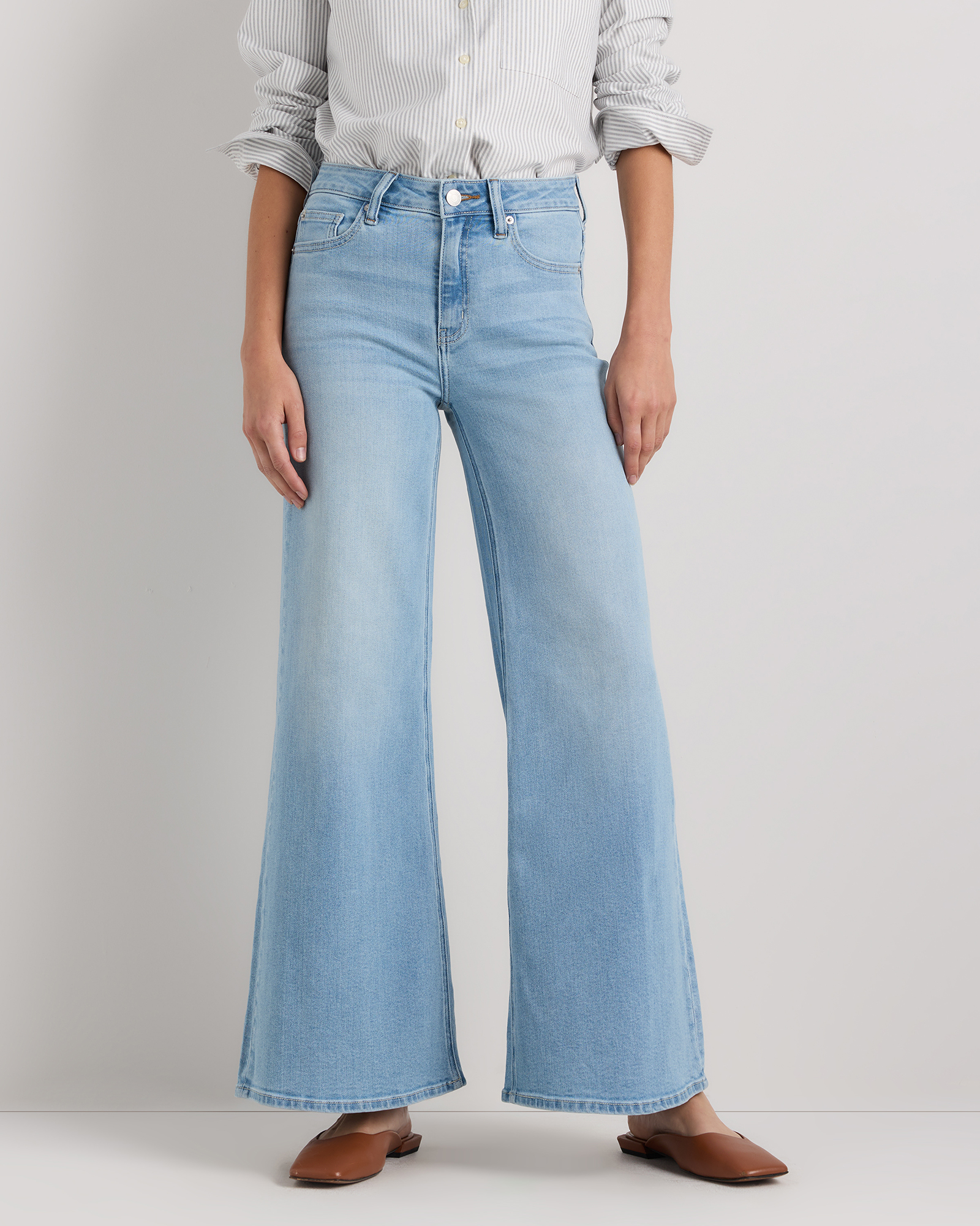 Frosted Blue Bella Stretch Palazzo Jeans