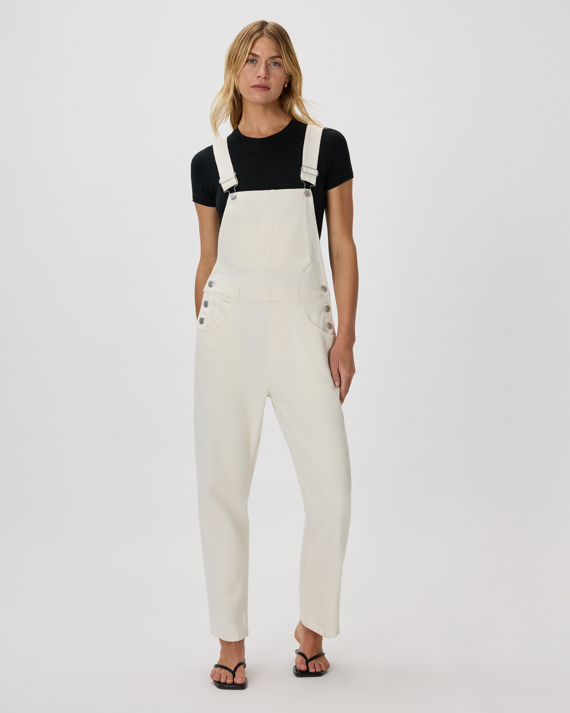 100% Organic Denim Overalls in Vintage White display picture 1