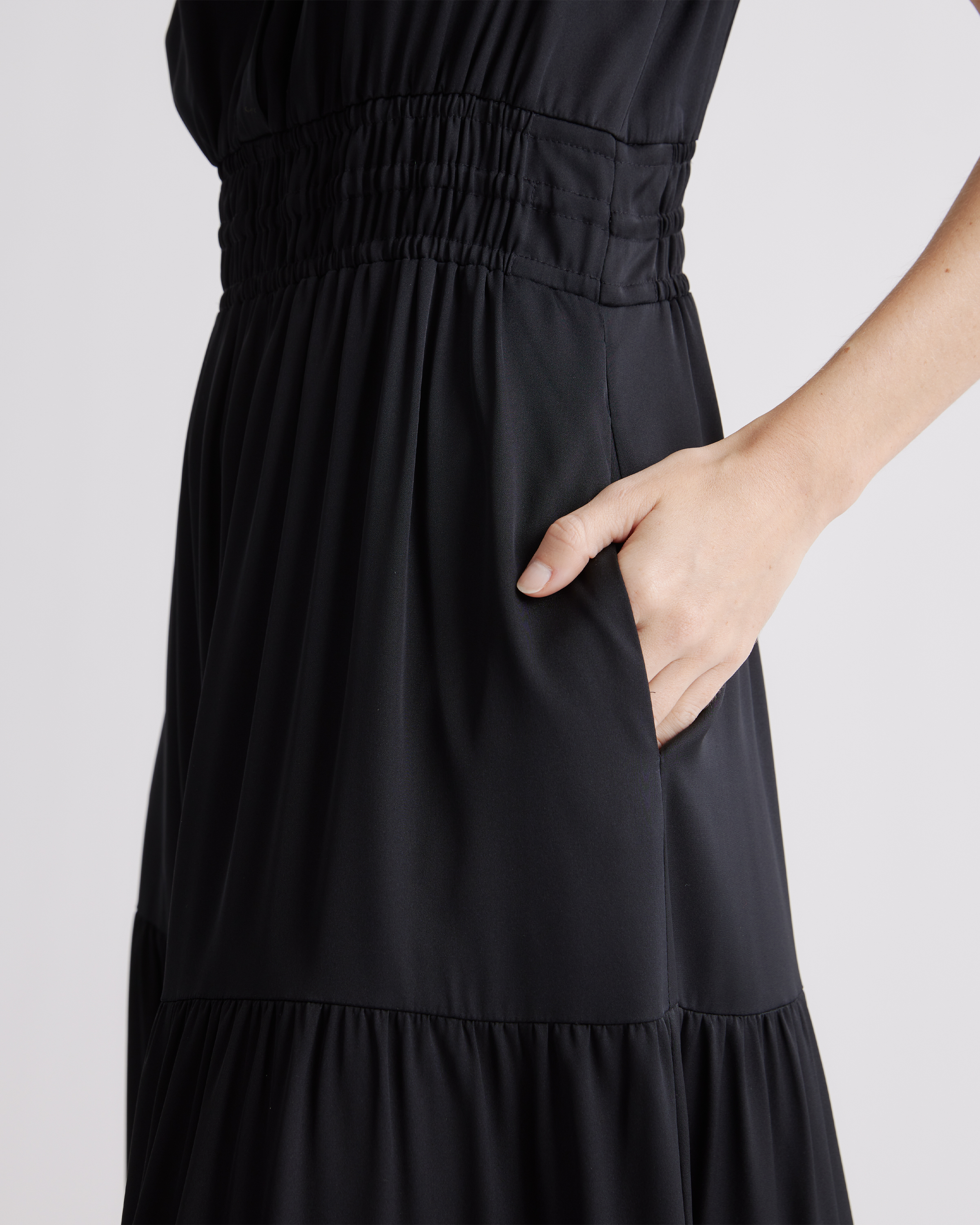 washable stretch silk tiered maxi dress Washable Stretch Silk Tiered Maxi Dress