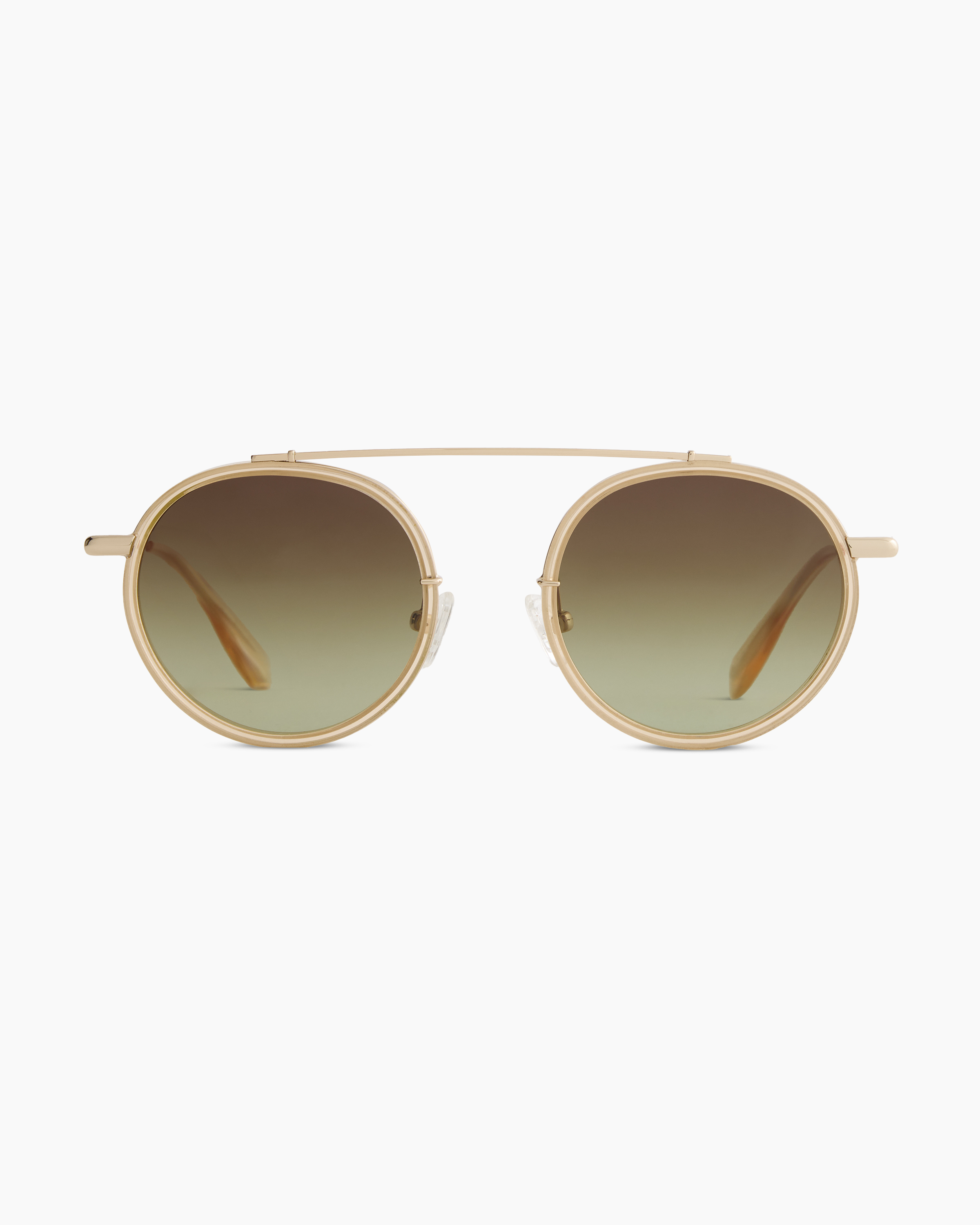 Gold/Clear with Green gradient lens Miami Polarized Stainless Steel Sunglasses