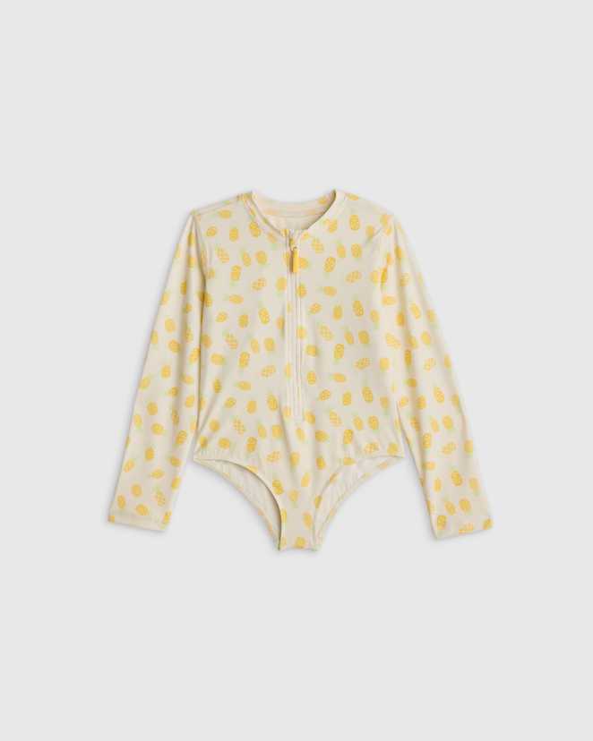 Pineapple Long Sleeve Zip-Up Swimsuit