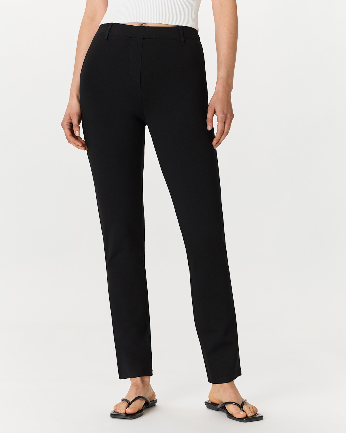 Quince Ultra-Stretch Ponte Straight Leg Pants - Regular 30" inseam in Black