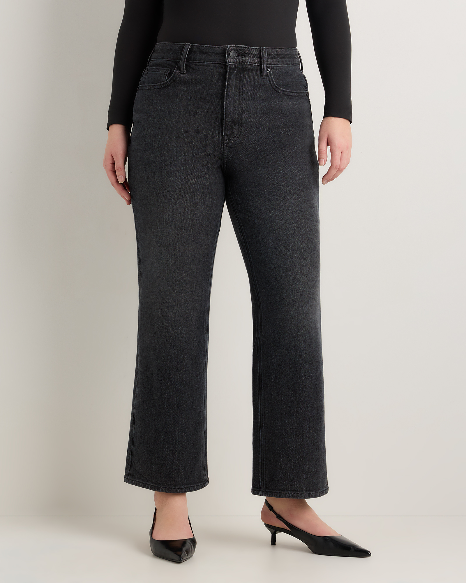 Charcoal Black Curvy Bella Stretch Relaxed Straight Jeans