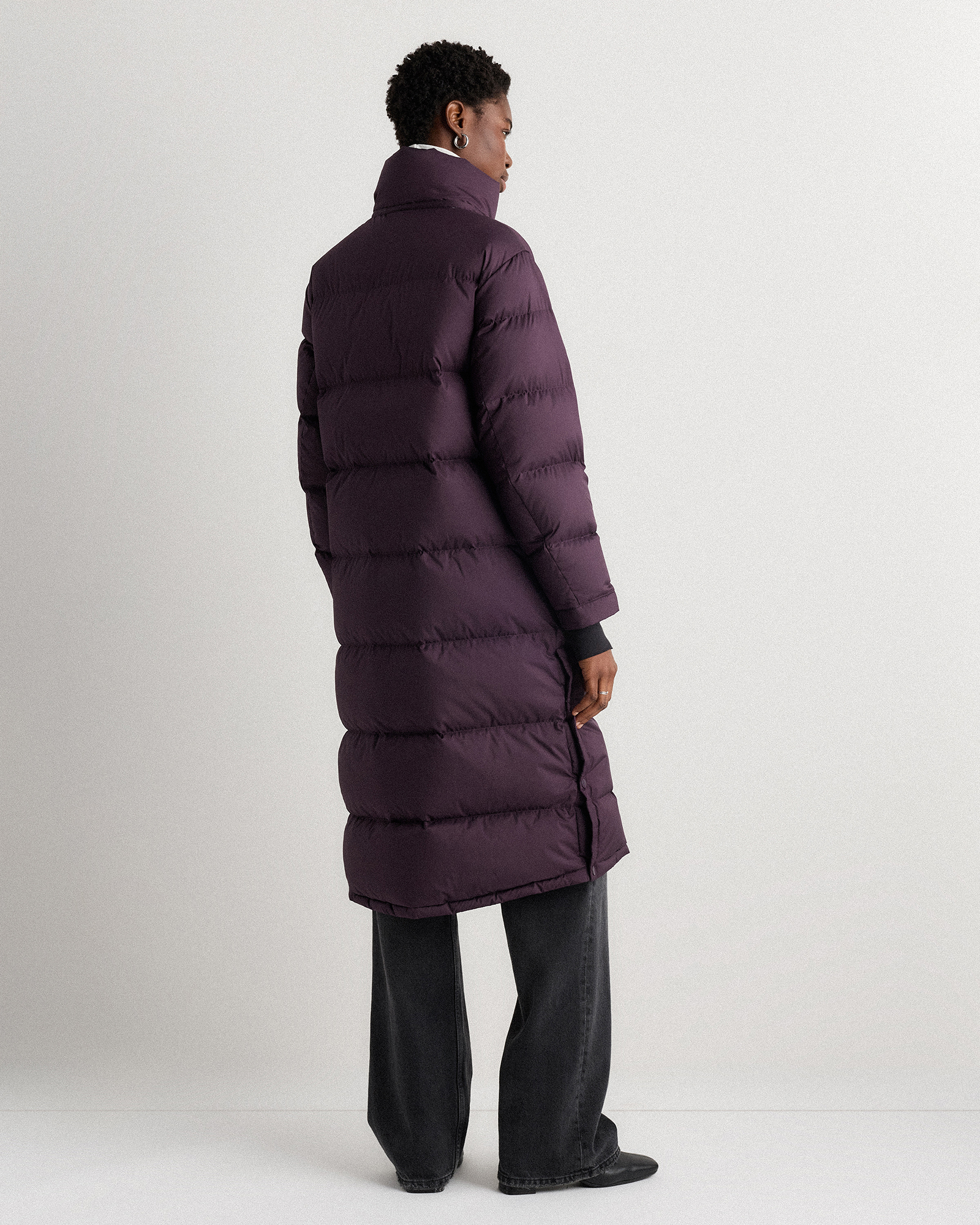 Responsible Down Long Puffer Jacket in Deep Orchid Purple