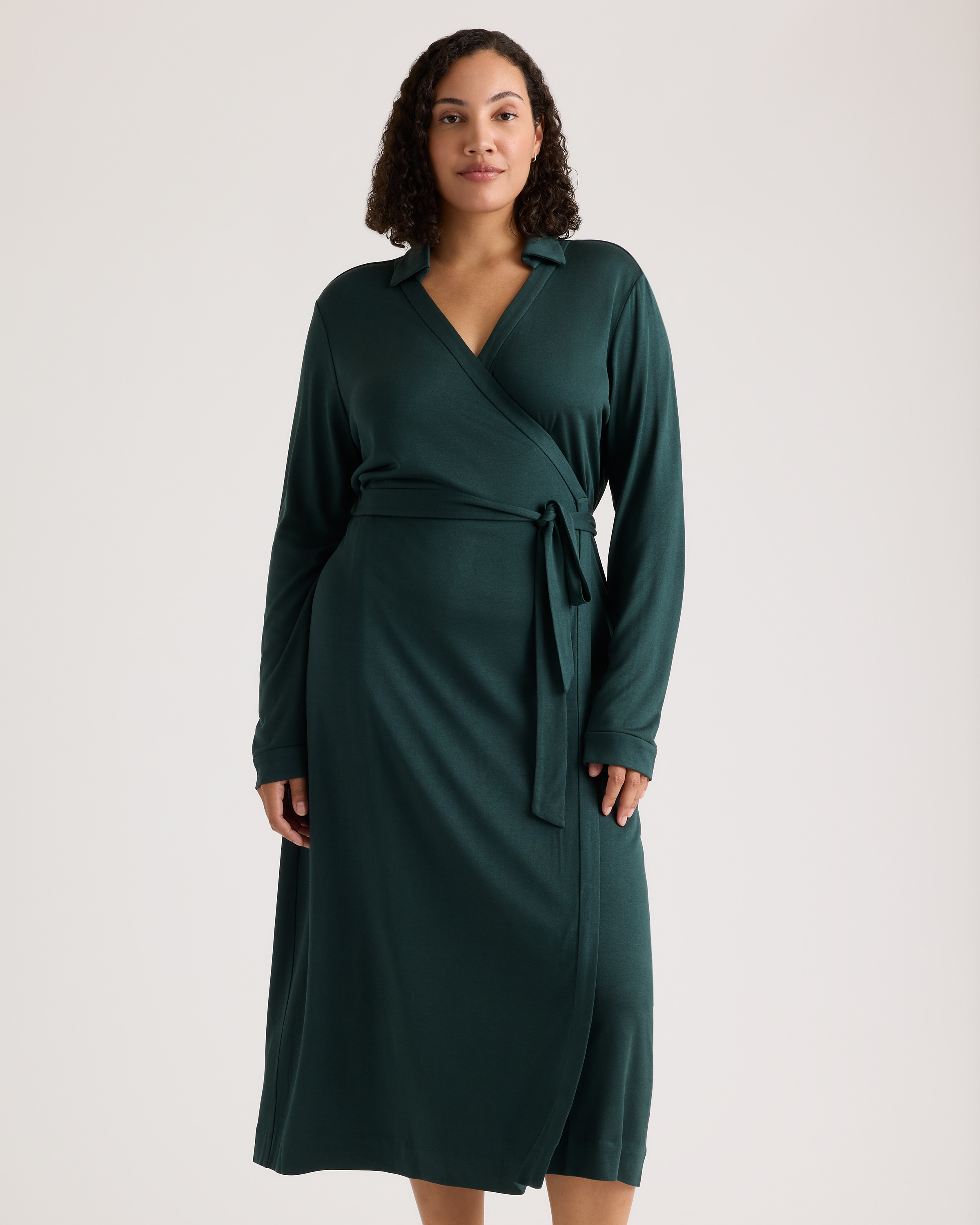 slim fit dress slacks Green Printed Long Sleeve Wrap Midi Dress – AX Paris main image 0