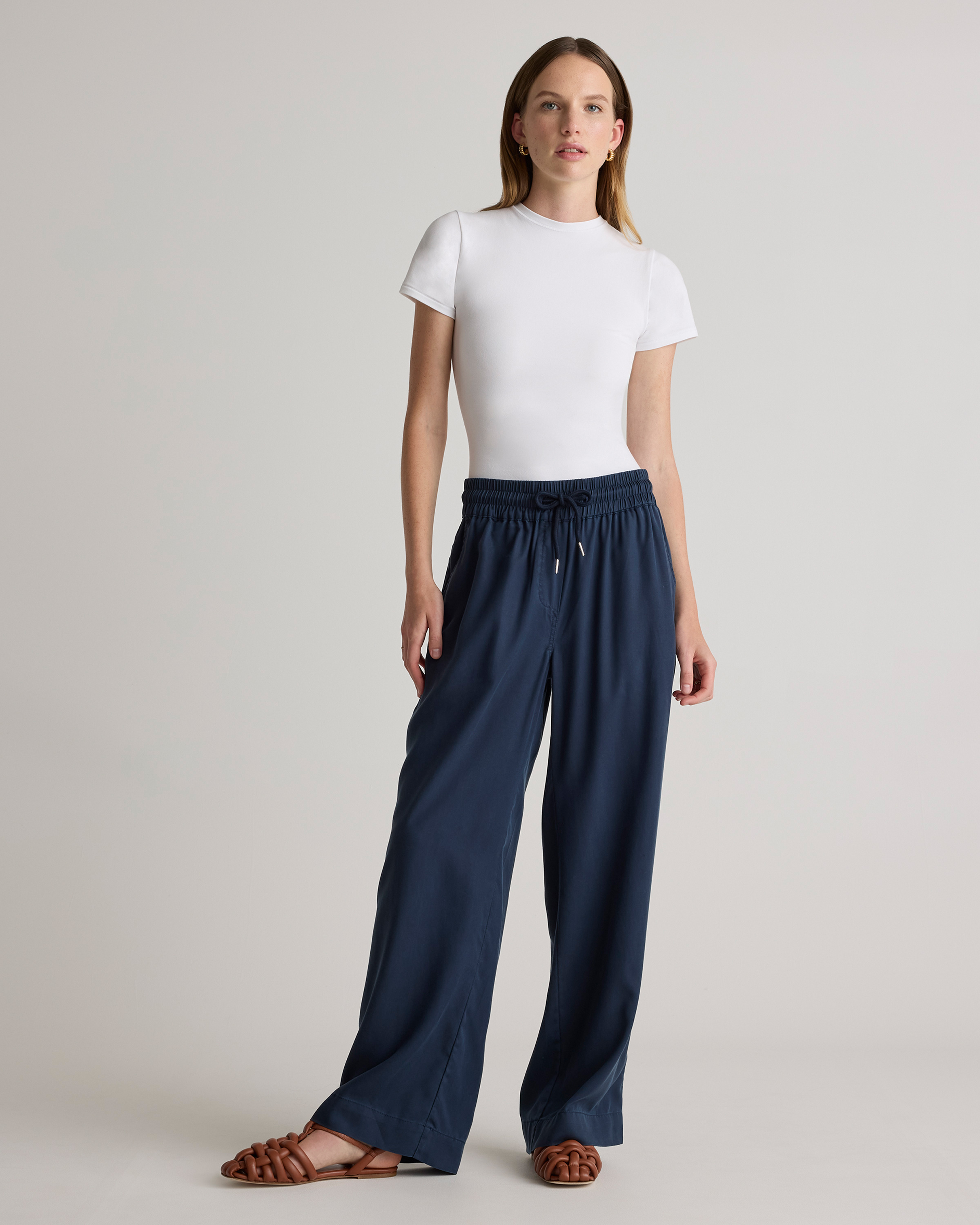 Vintage Wash Tencel Wide Leg Pants