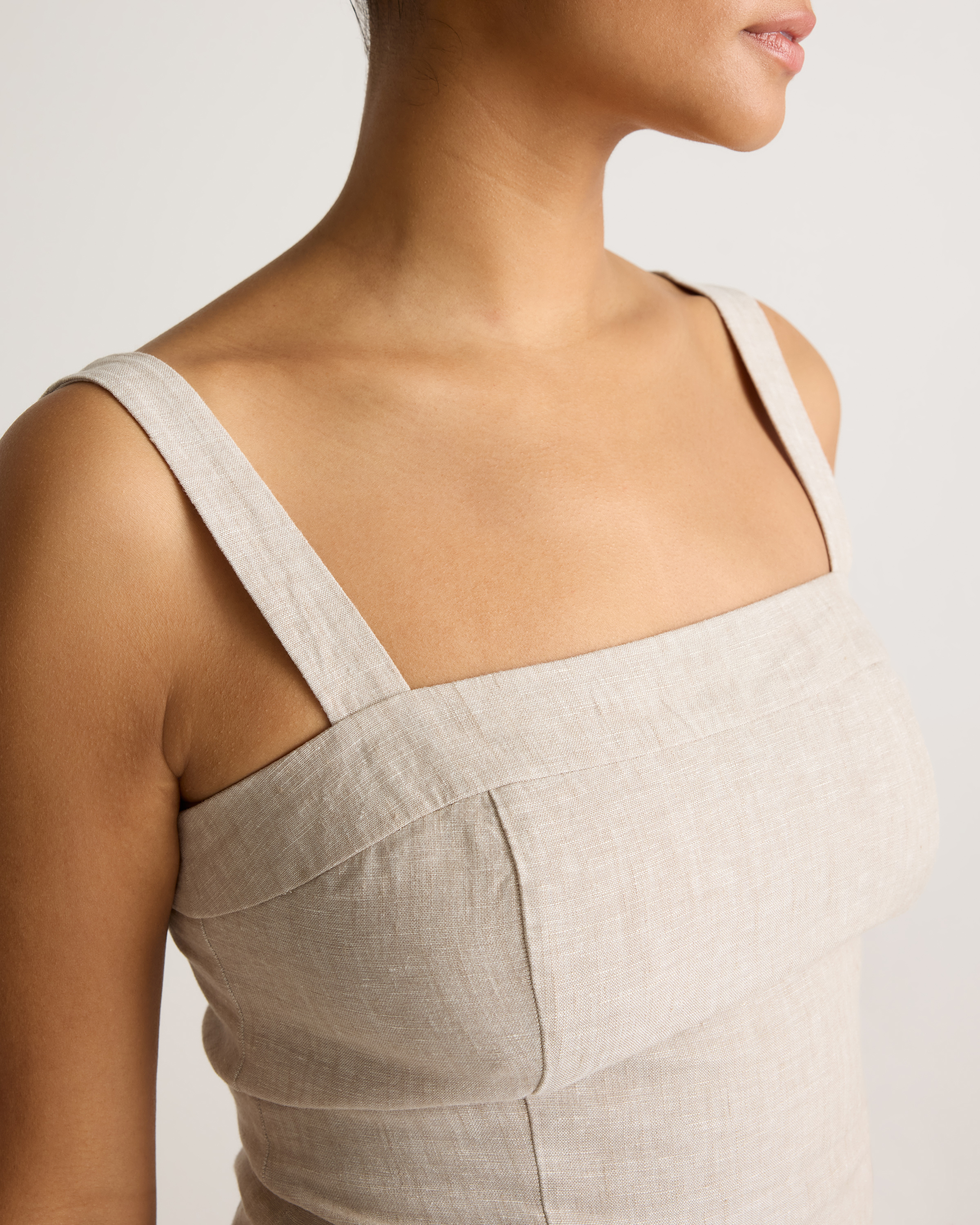 100% European Linen Fitted Tank in Flax