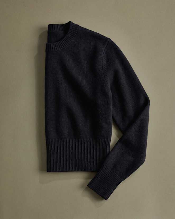 Black Mongolian Cashmere Shrunken Crewneck Sweater