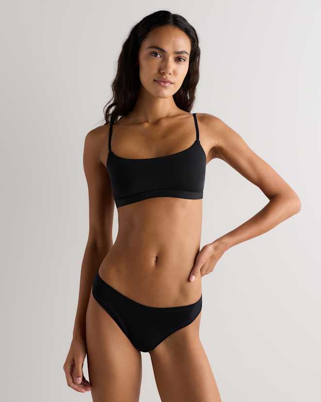 Black Tanga échancré en coton biologique
