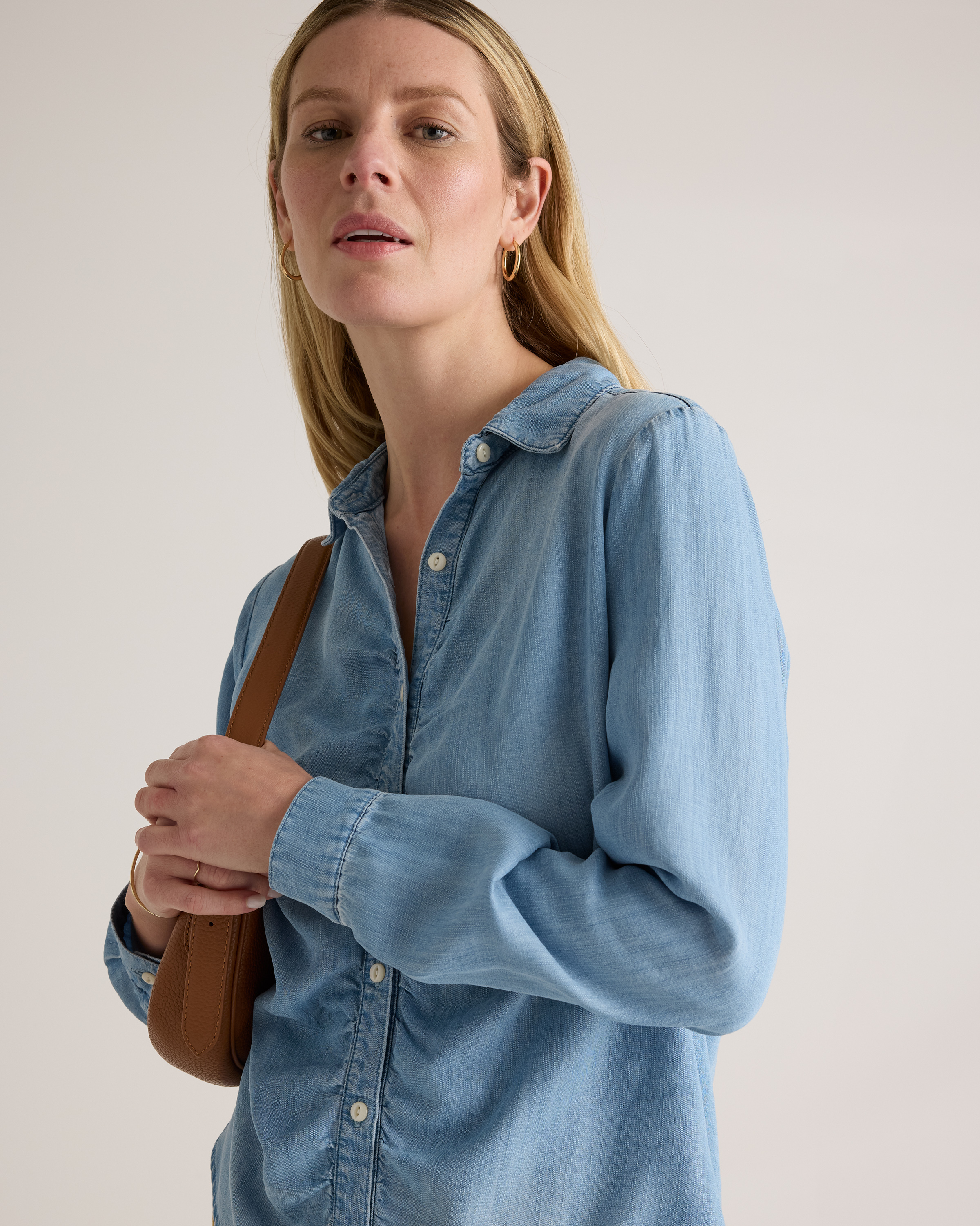 gibous china stitch denim tops long