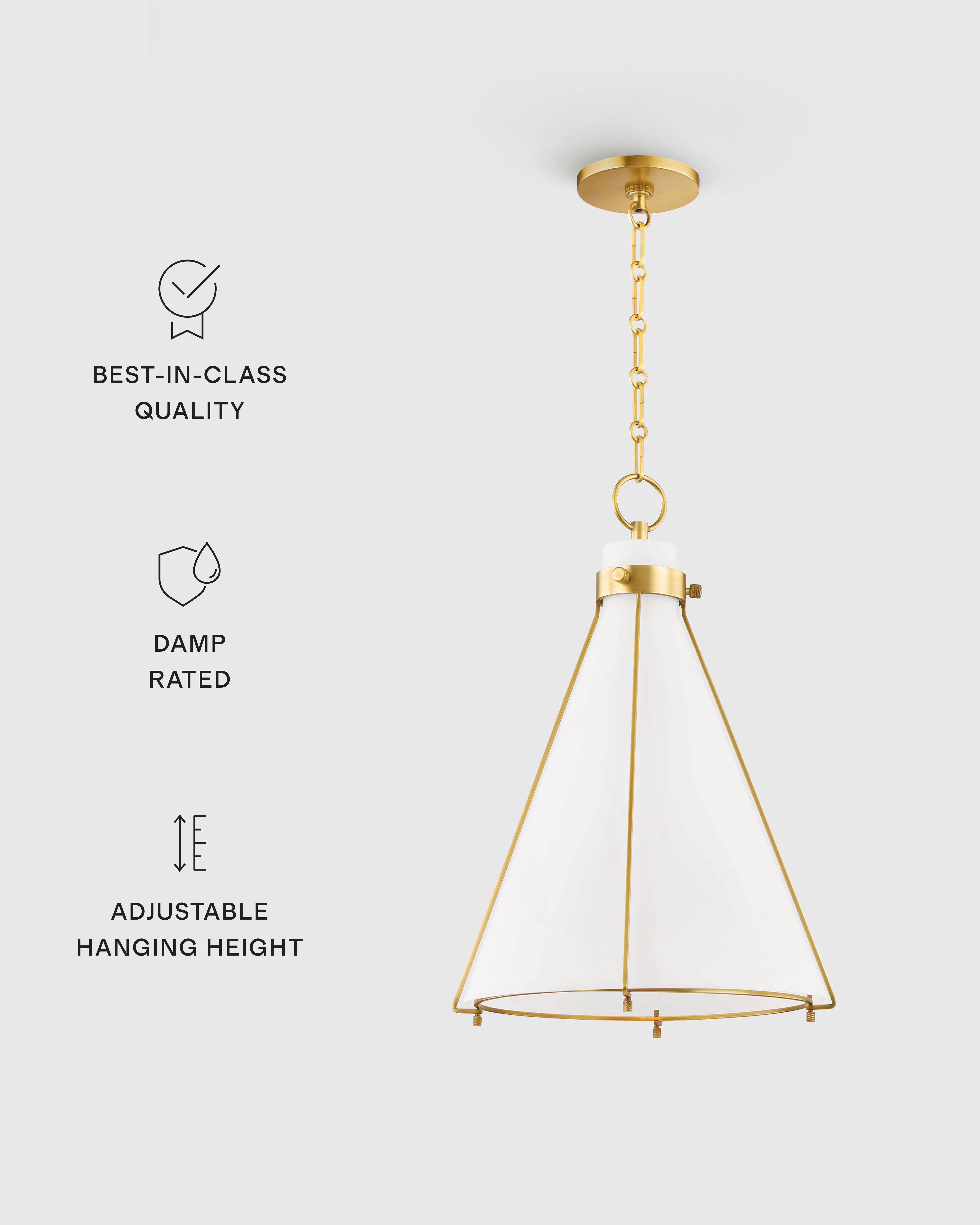 Iron and Opal Glass Conical Pendant Light - Thumbnail 3