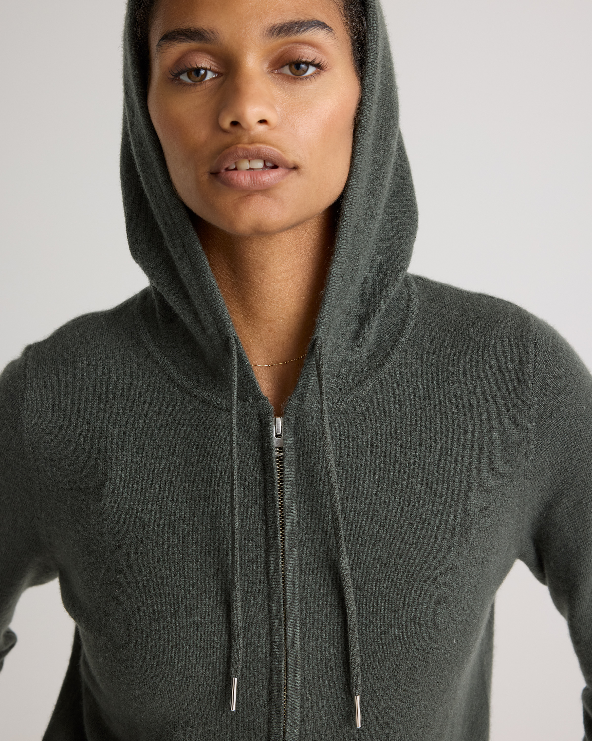 Cashmere Zip Hoodie | Quince in Moss