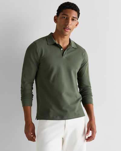 Organic Cotton Long Sleeve Pique Polo