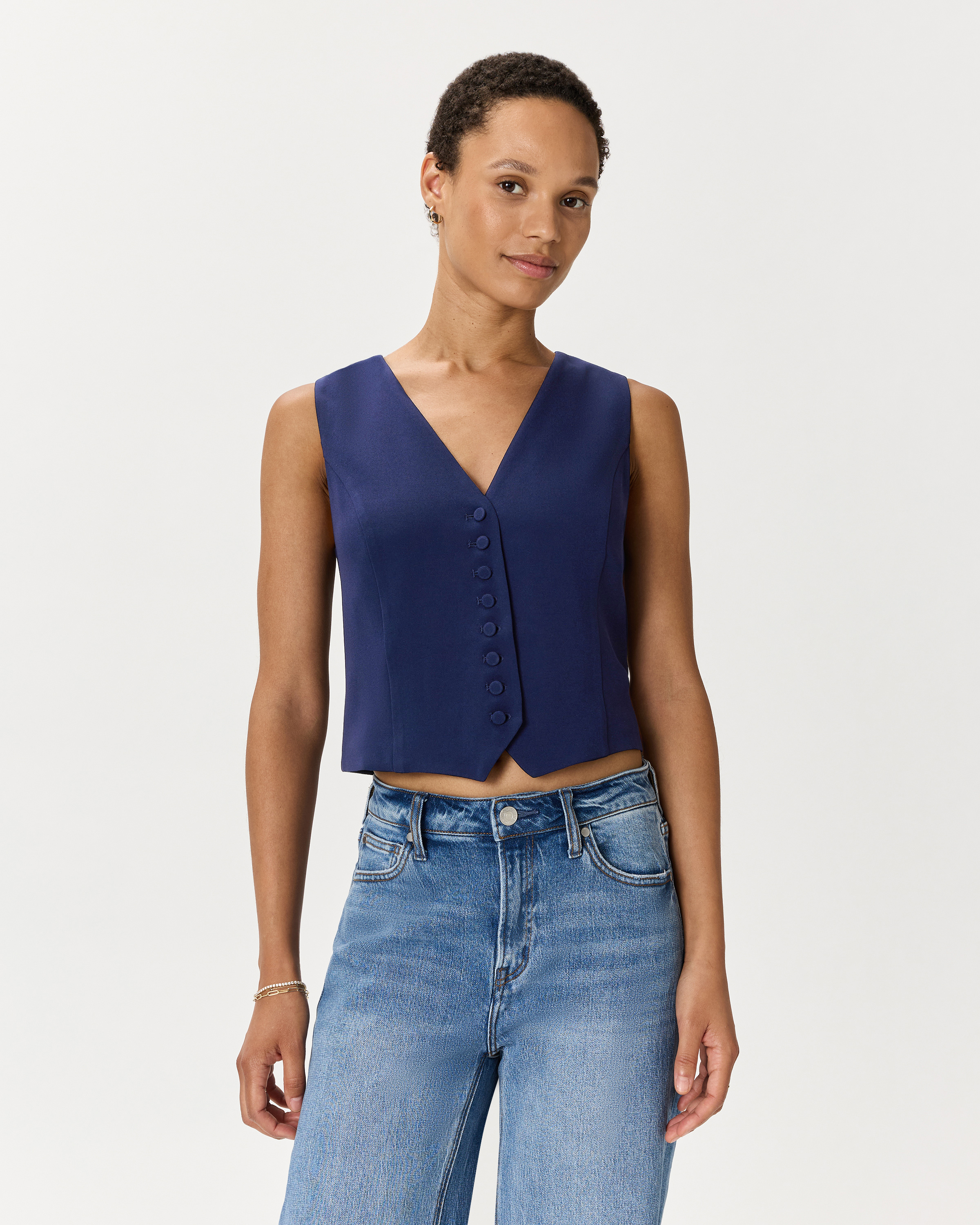 Navy Gilet en crêpe fluide