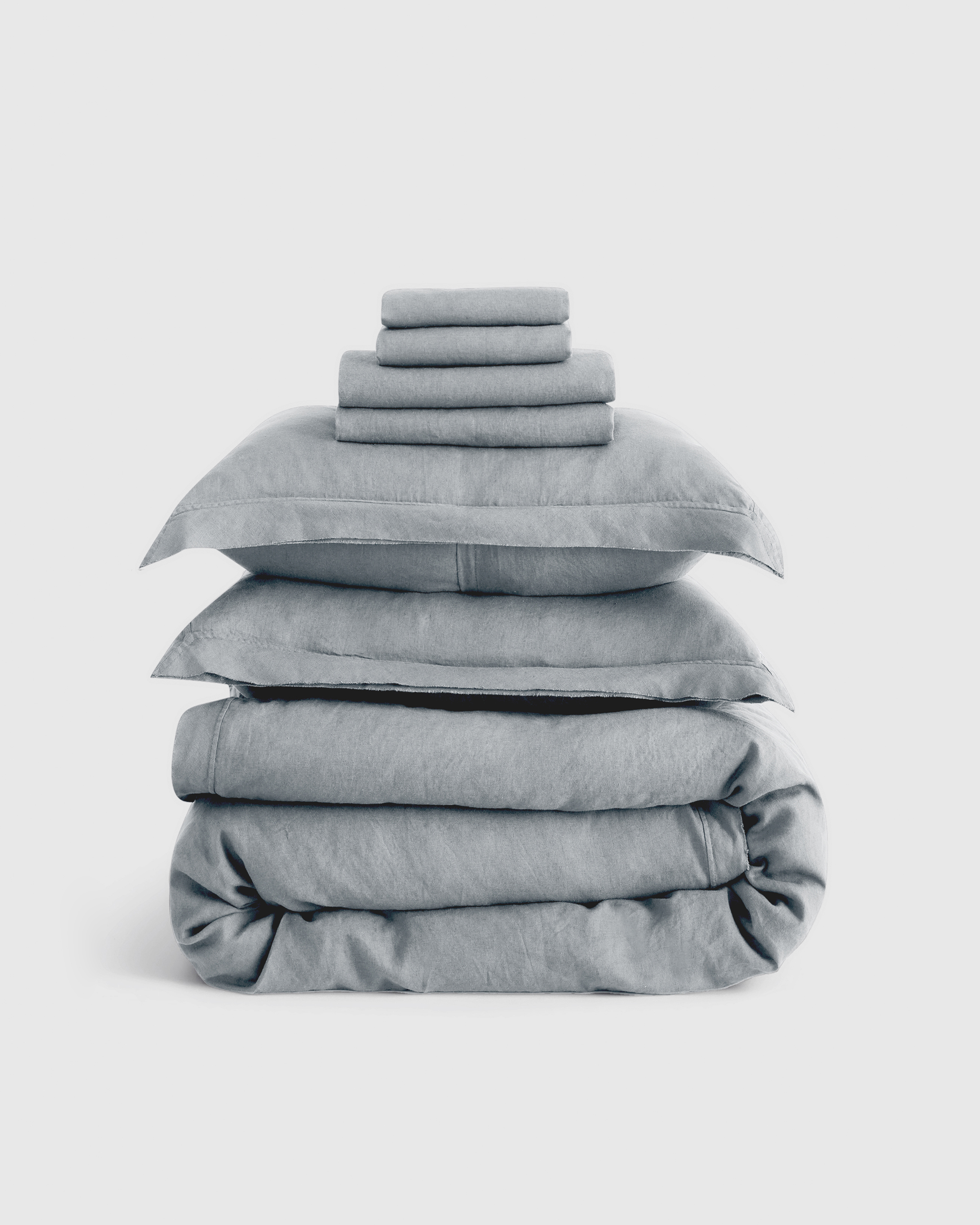 Mist European Linen Double Flange Deluxe Bedding Bundle