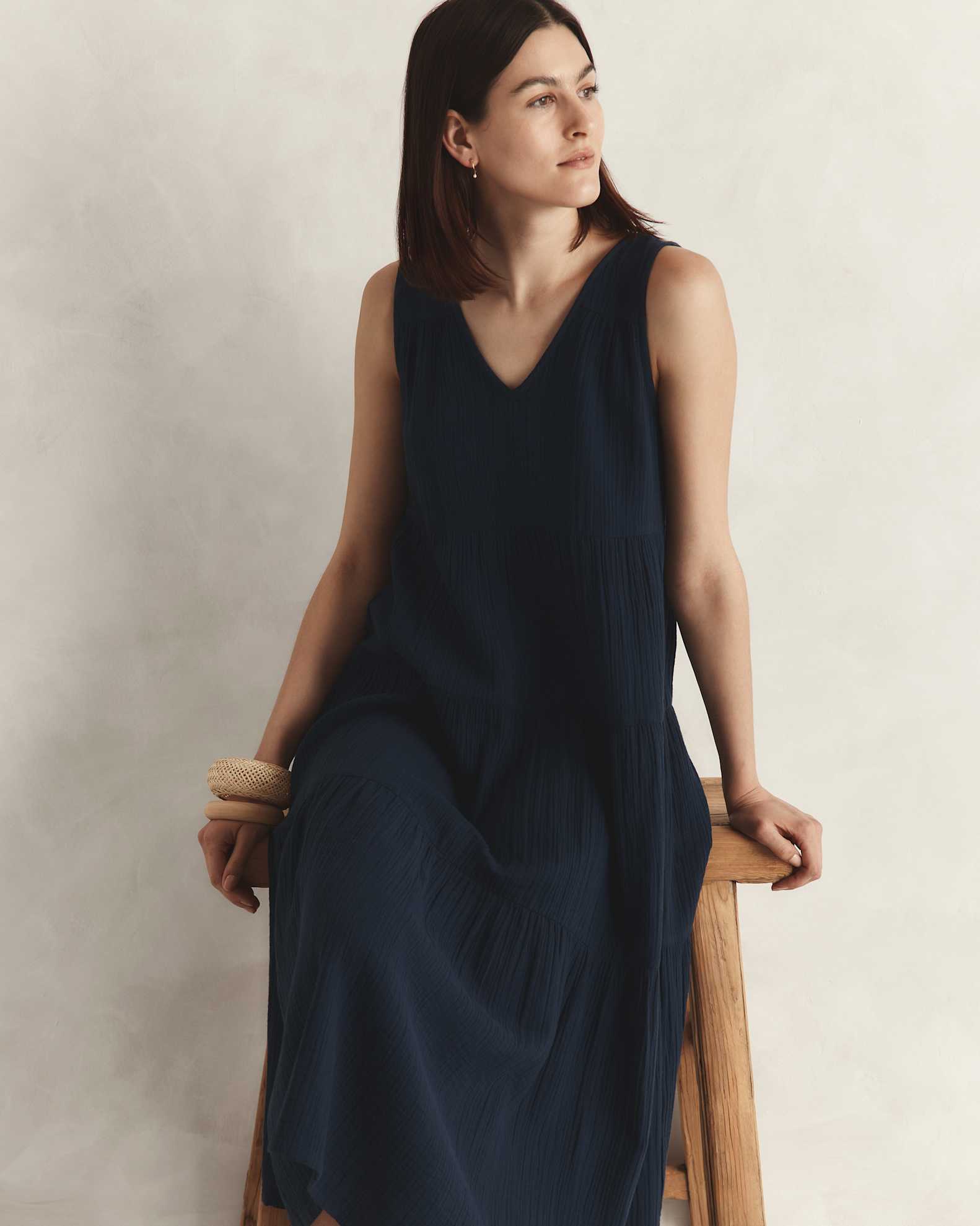 100% Organic Cotton Gauze Tiered Maxi Dress 100% Organic Cotton Gauze Tiered Maxi Dress