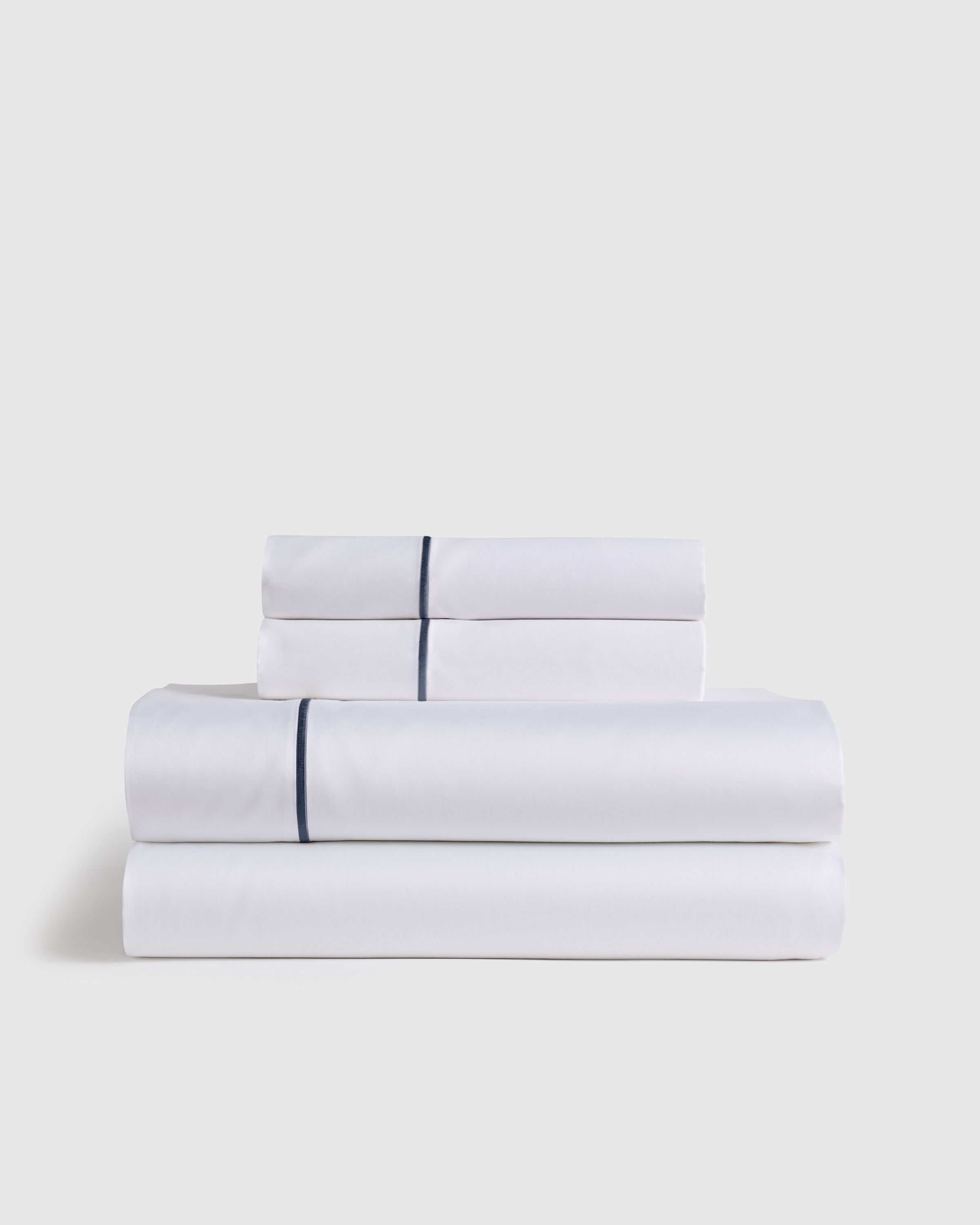 White/Mineral Signature Giza Cotton Sateen Embroidered Sheet Set