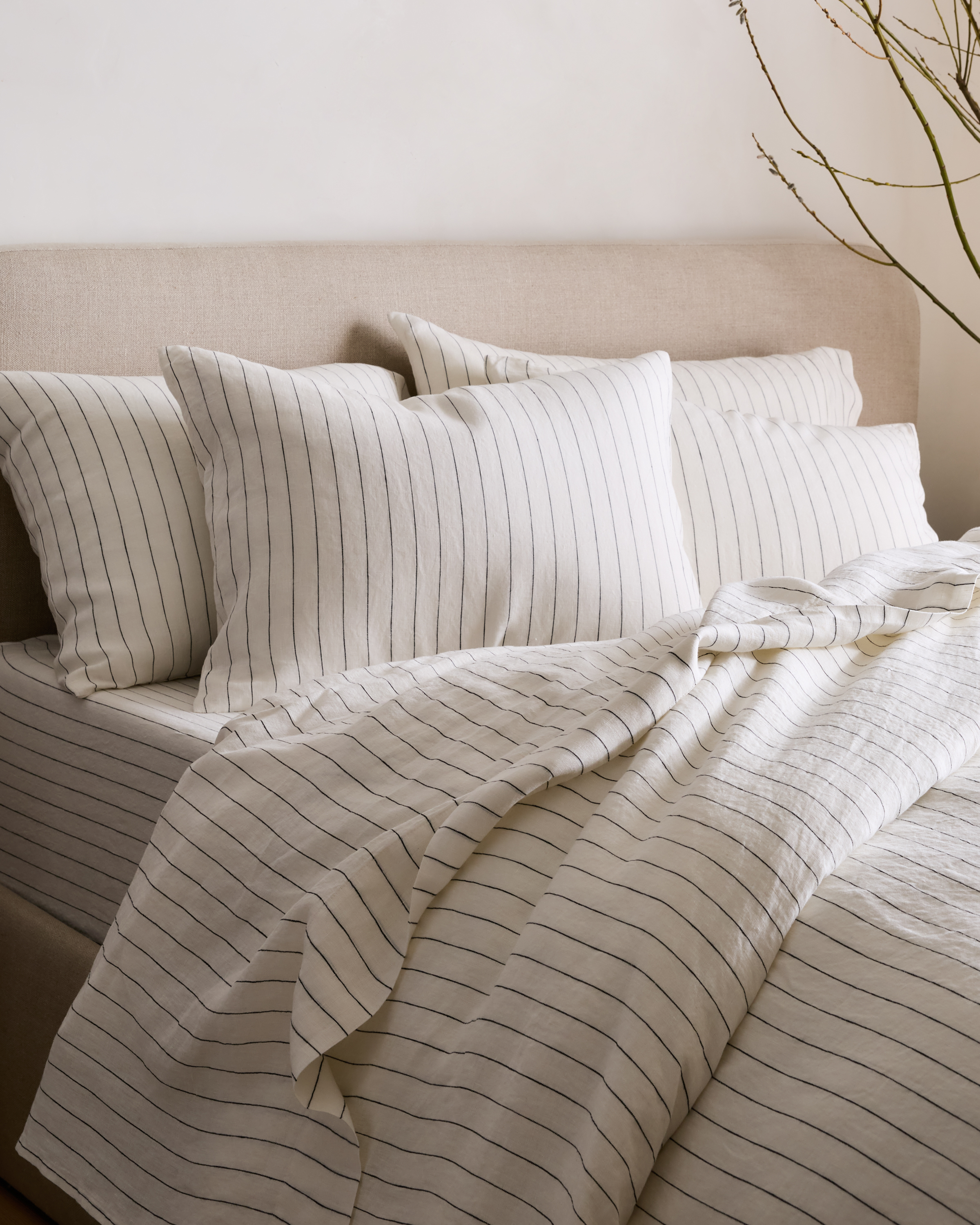 Pencil Stripe European Linen Stripe Sham Set