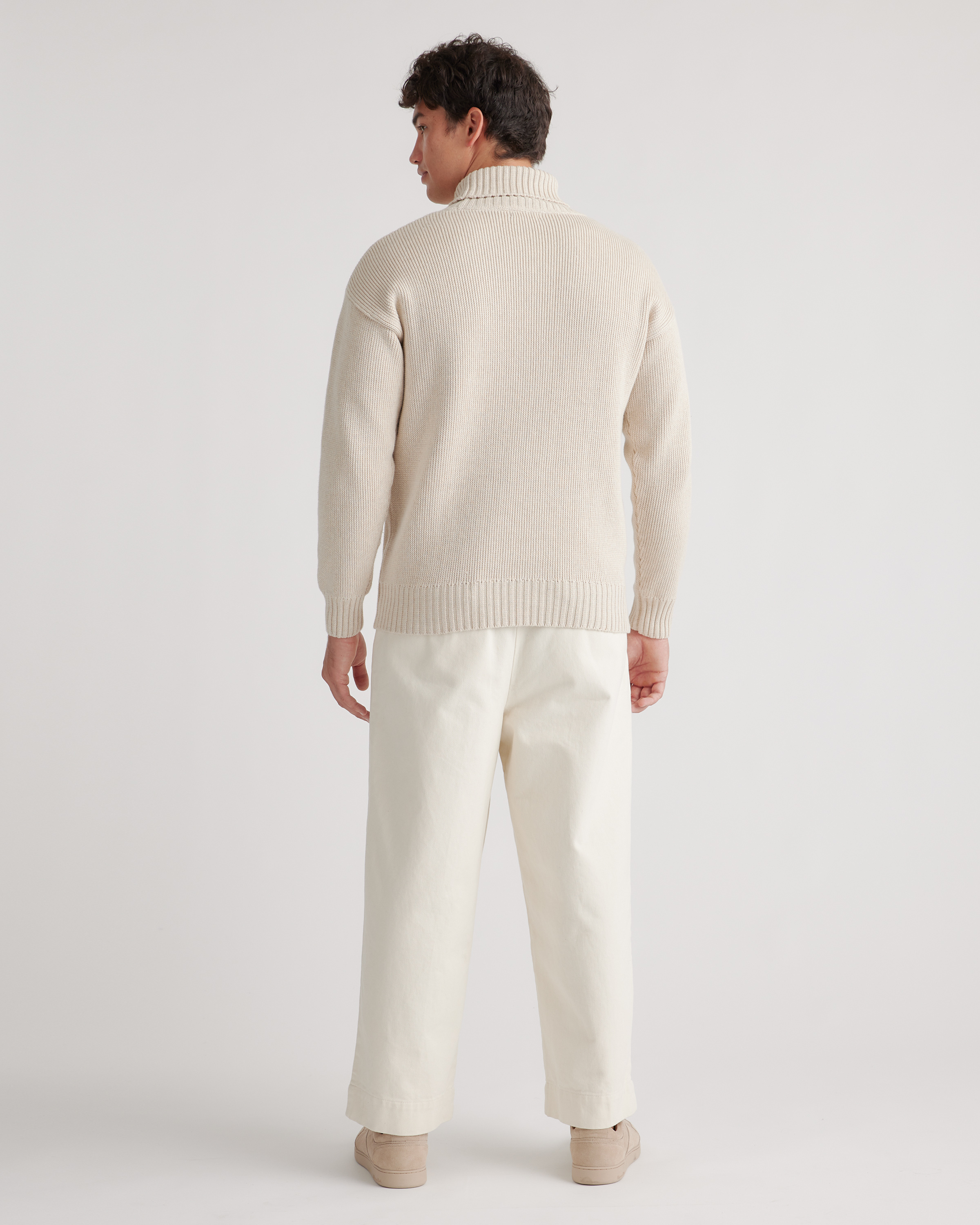 100% Organic Cotton Turtleneck Sweater in Speckled Beige