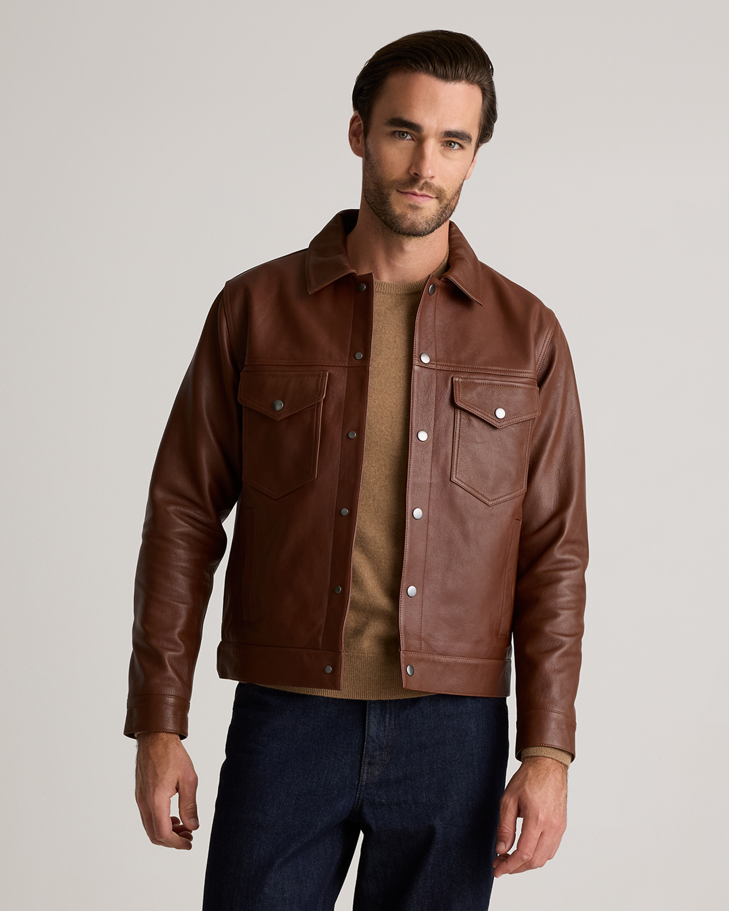 【半額】FTC LEATHER HARRINGTON JACKE 100% Leather Harrington Jacket
