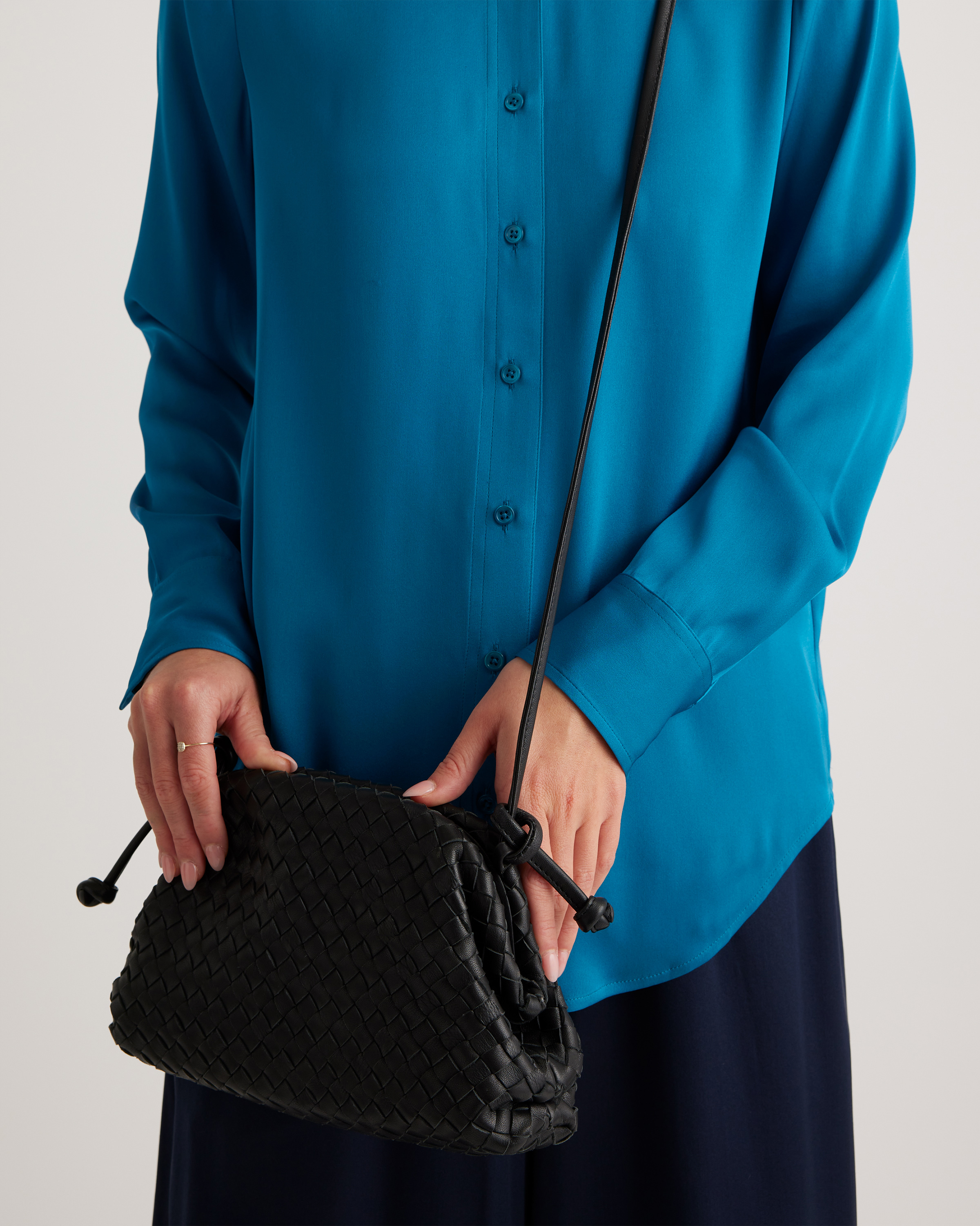 Italian Leather Handwoven Pouch Crossbody Clutch