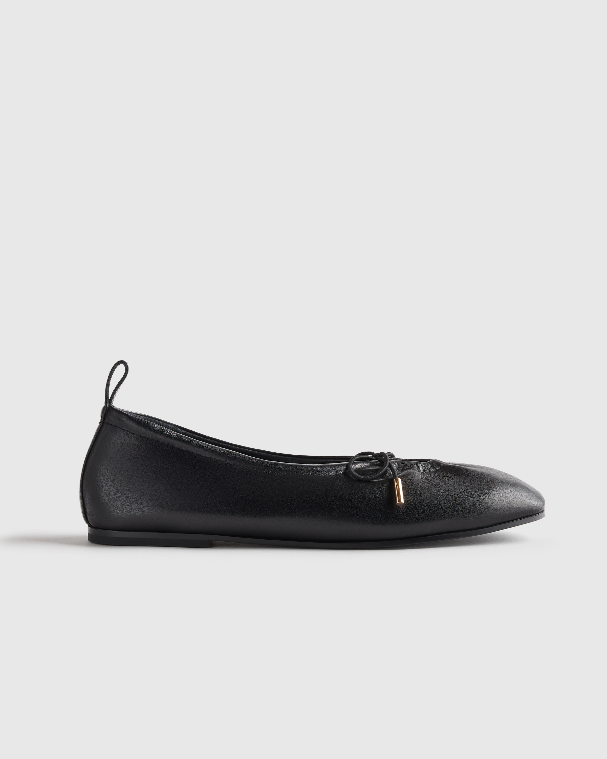 Black Italian Leather Keyhole Ballet Flat