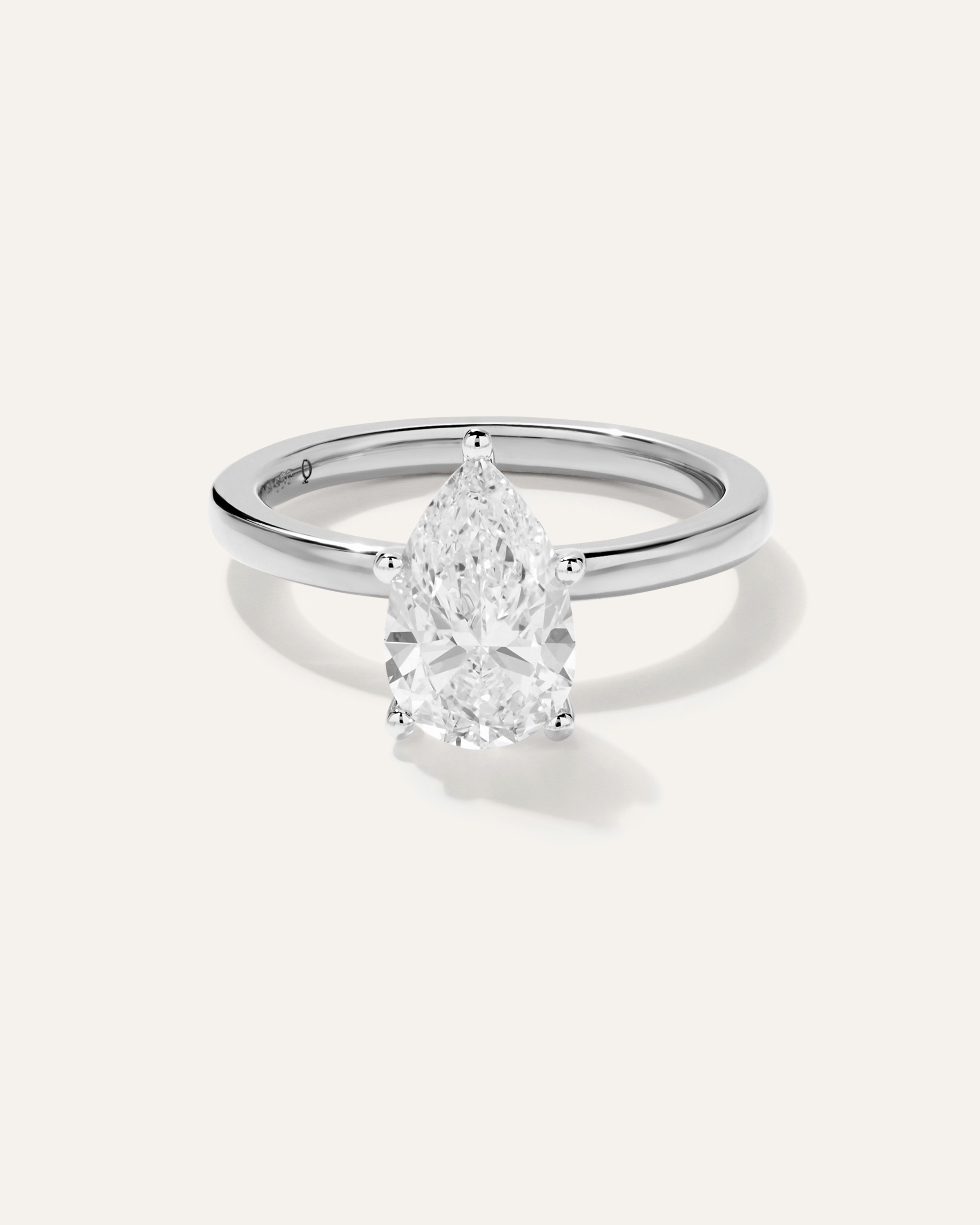 Platinum Lab Grown Diamond Pear Comfort Fit Engagement Ring - 2ct