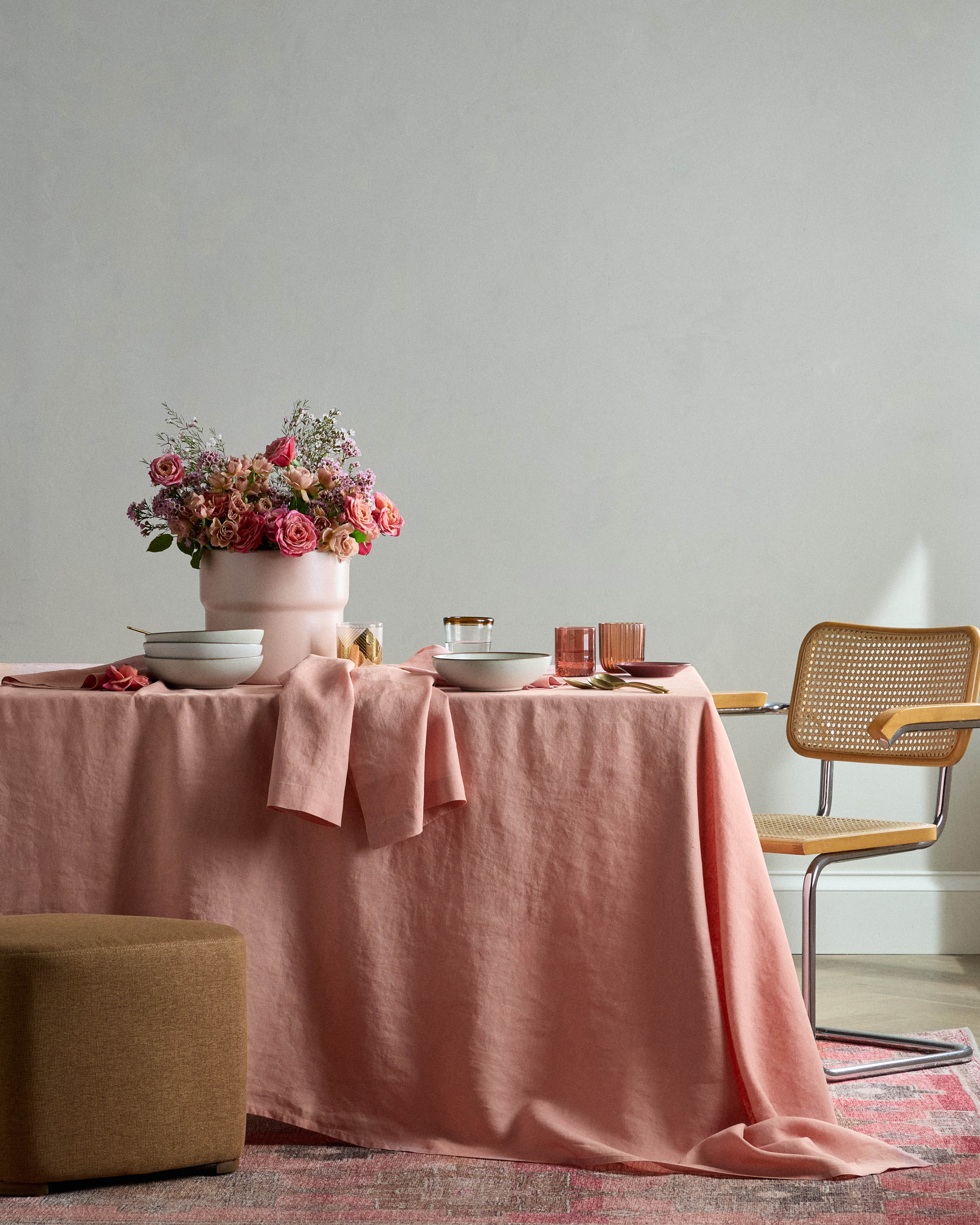 Rose European Linen Tablecloth