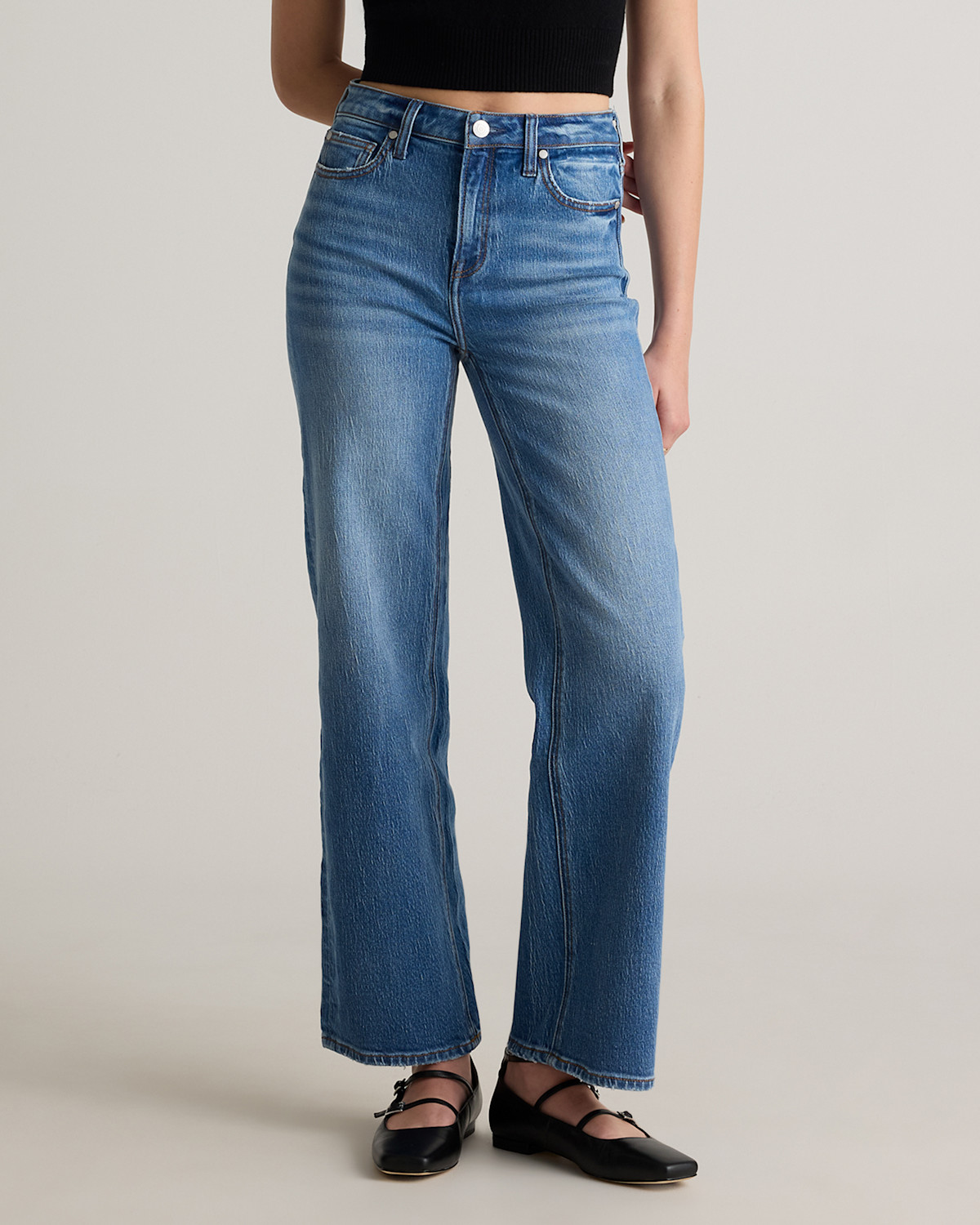 Bella Stretch Relaxed Straight Jeans in Atlantic Blue
