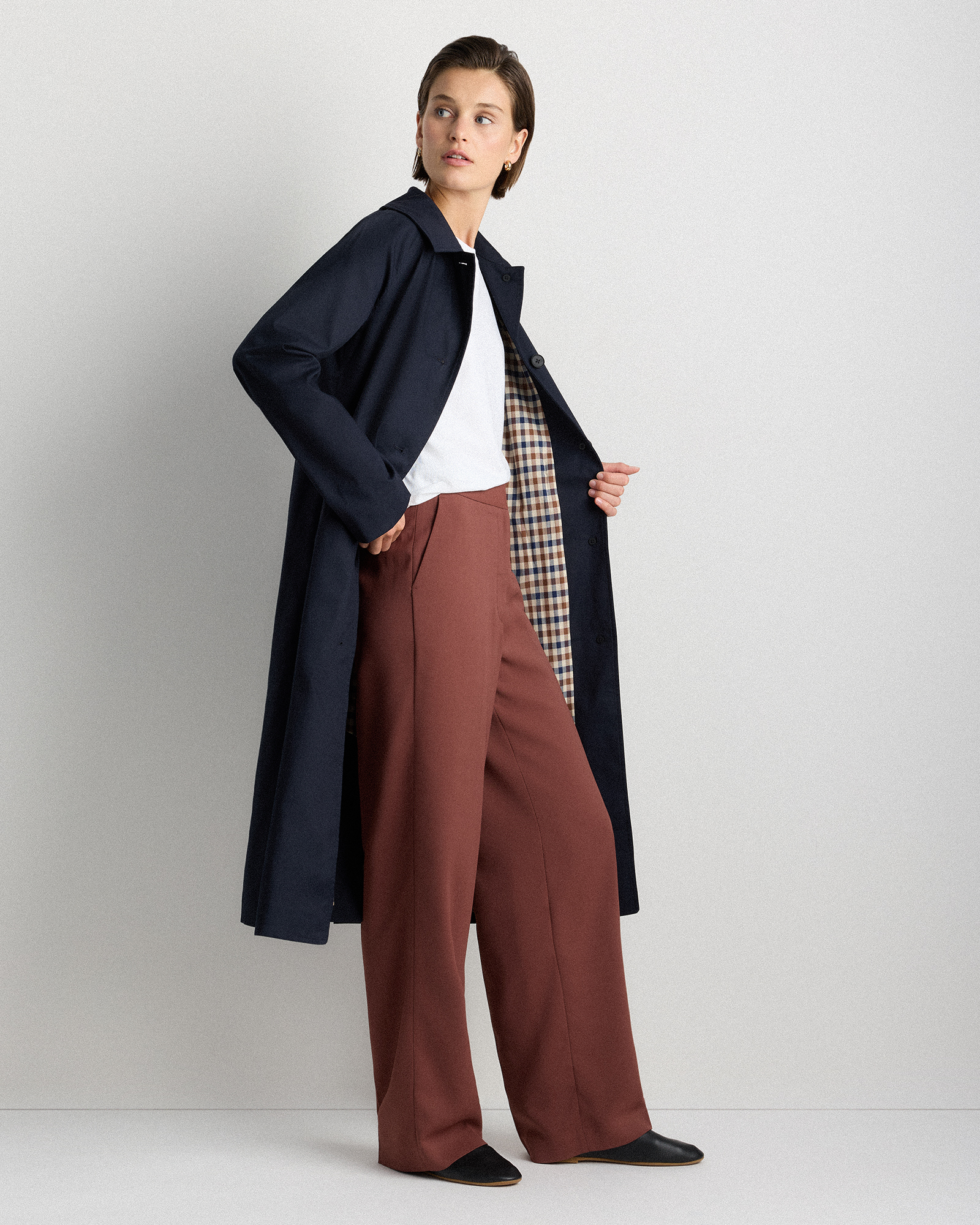 Comfort Stretch Mac Coat in Navy