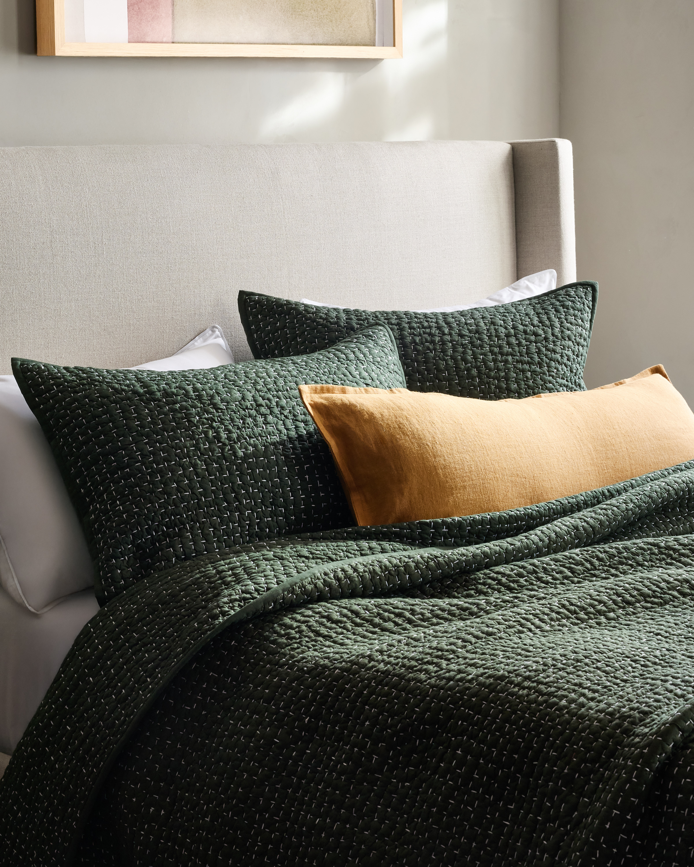 Pine Organic Cotton Hand Stitched Quilted Sham Set