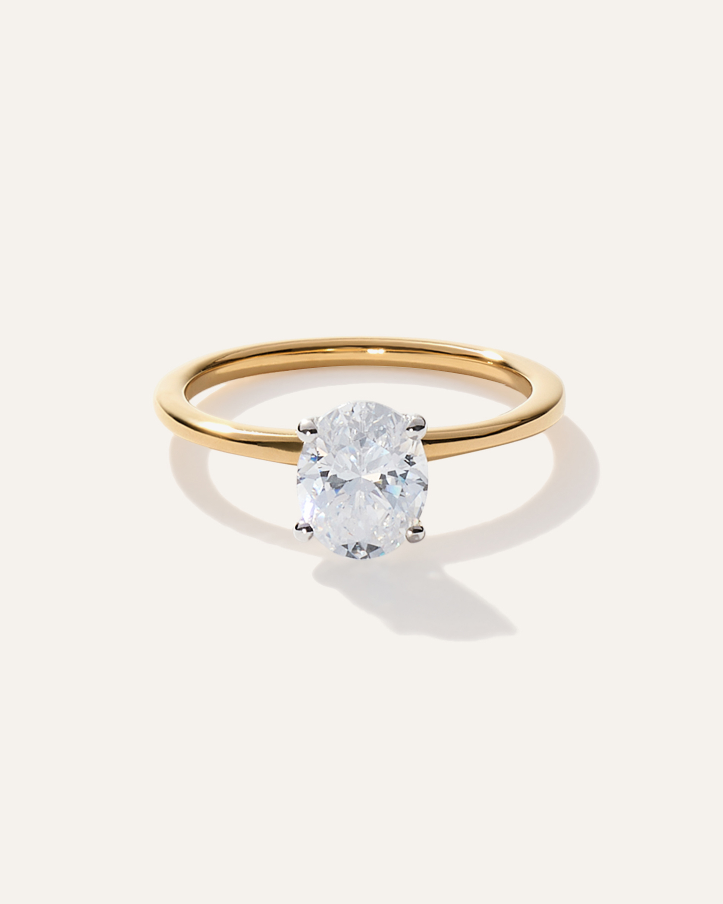 Yellow Gold Lab Grown Diamond Oval Petite Classic Engagement Ring