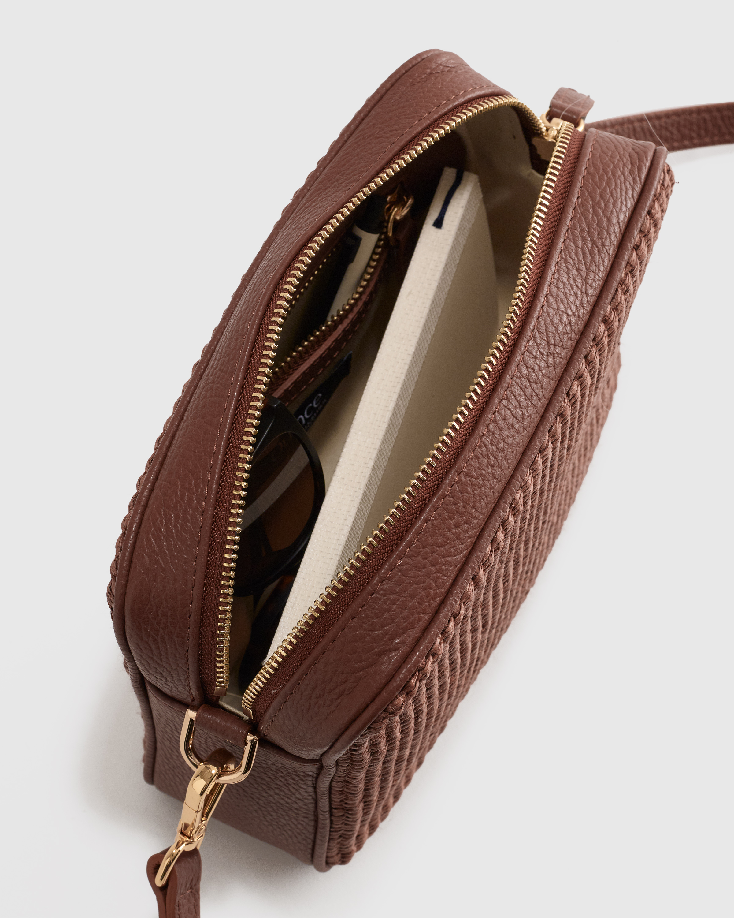 Italian Leather & Raffia Crossbody - Thumbnail 5