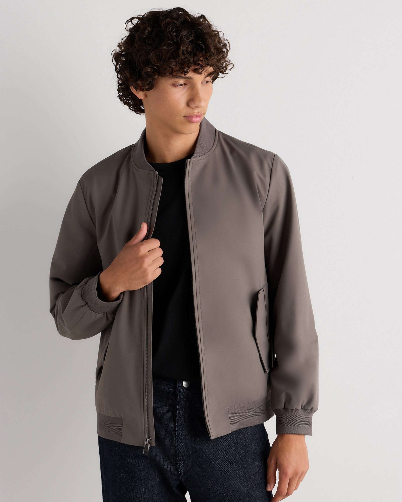 Charcoal Water-Resistant Flex Bomber Jacket