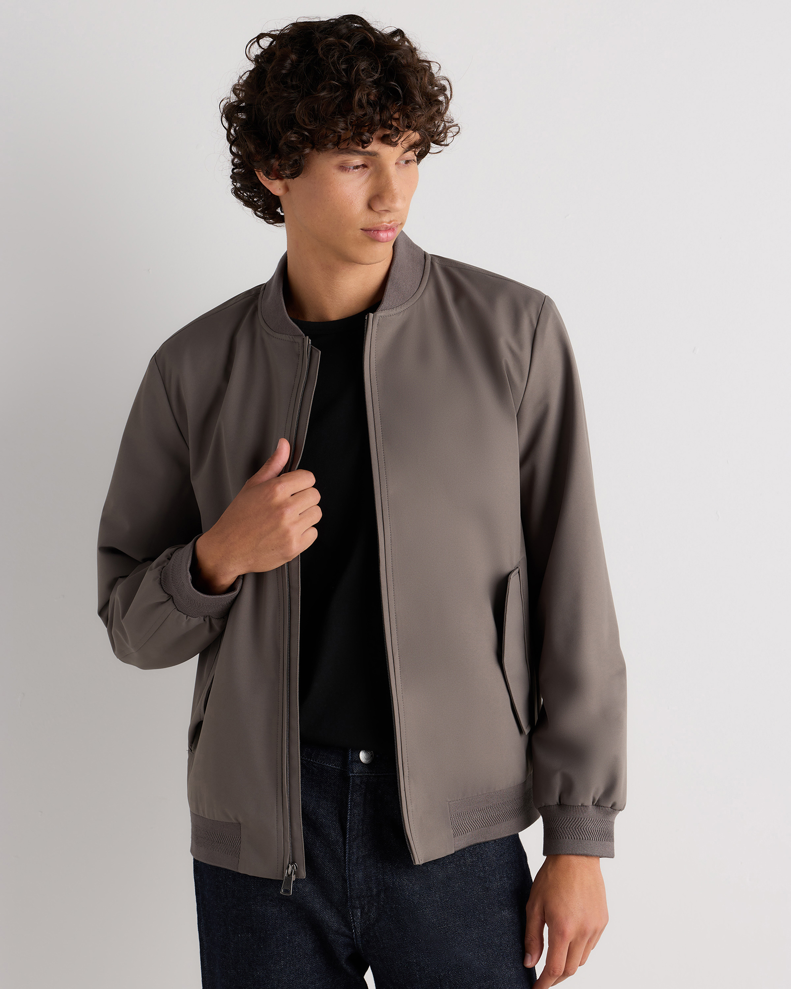 Charcoal Water-Resistant Flex Bomber Jacket