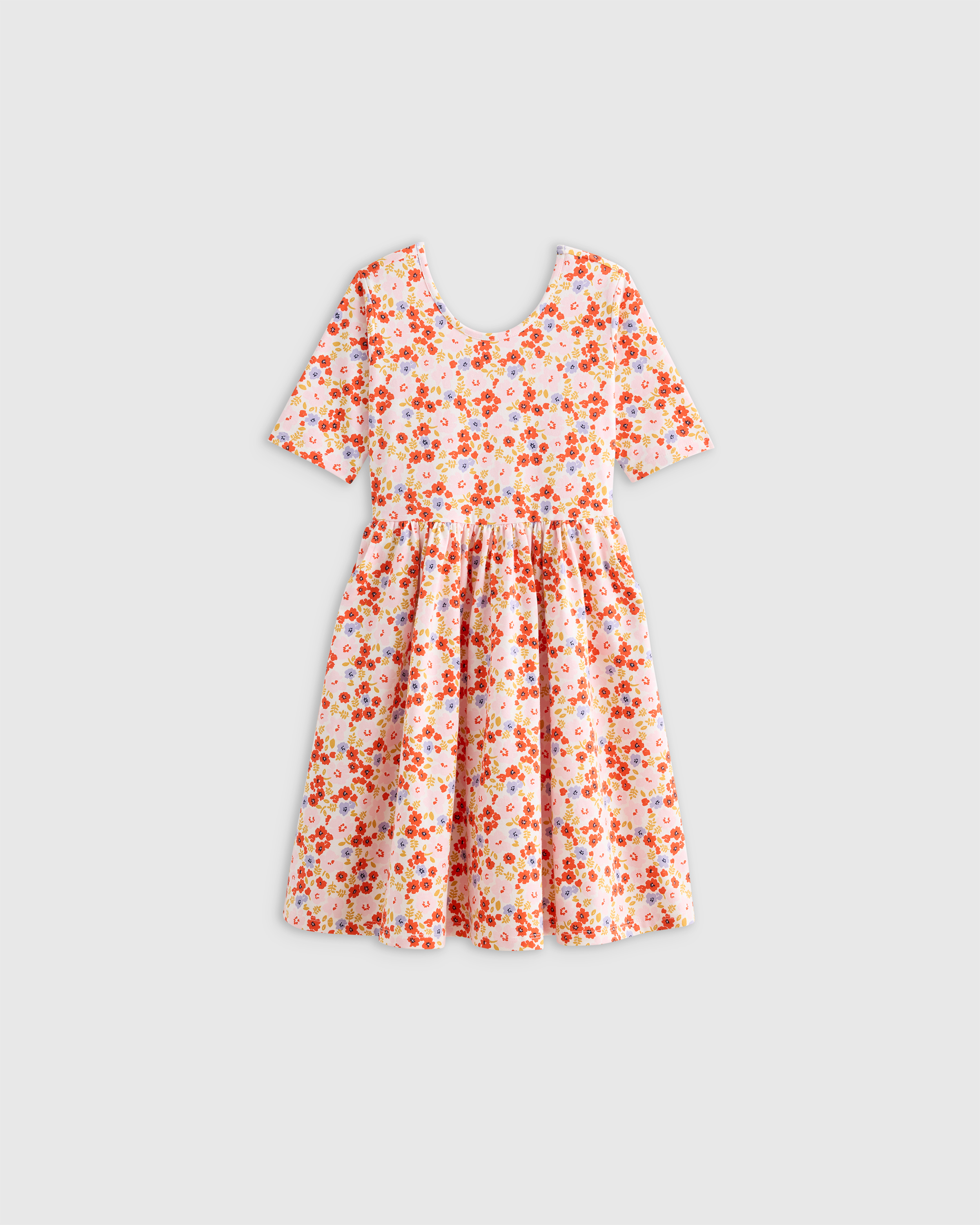 Pink Poppy Floral Organic Cotton Skater Dress 
