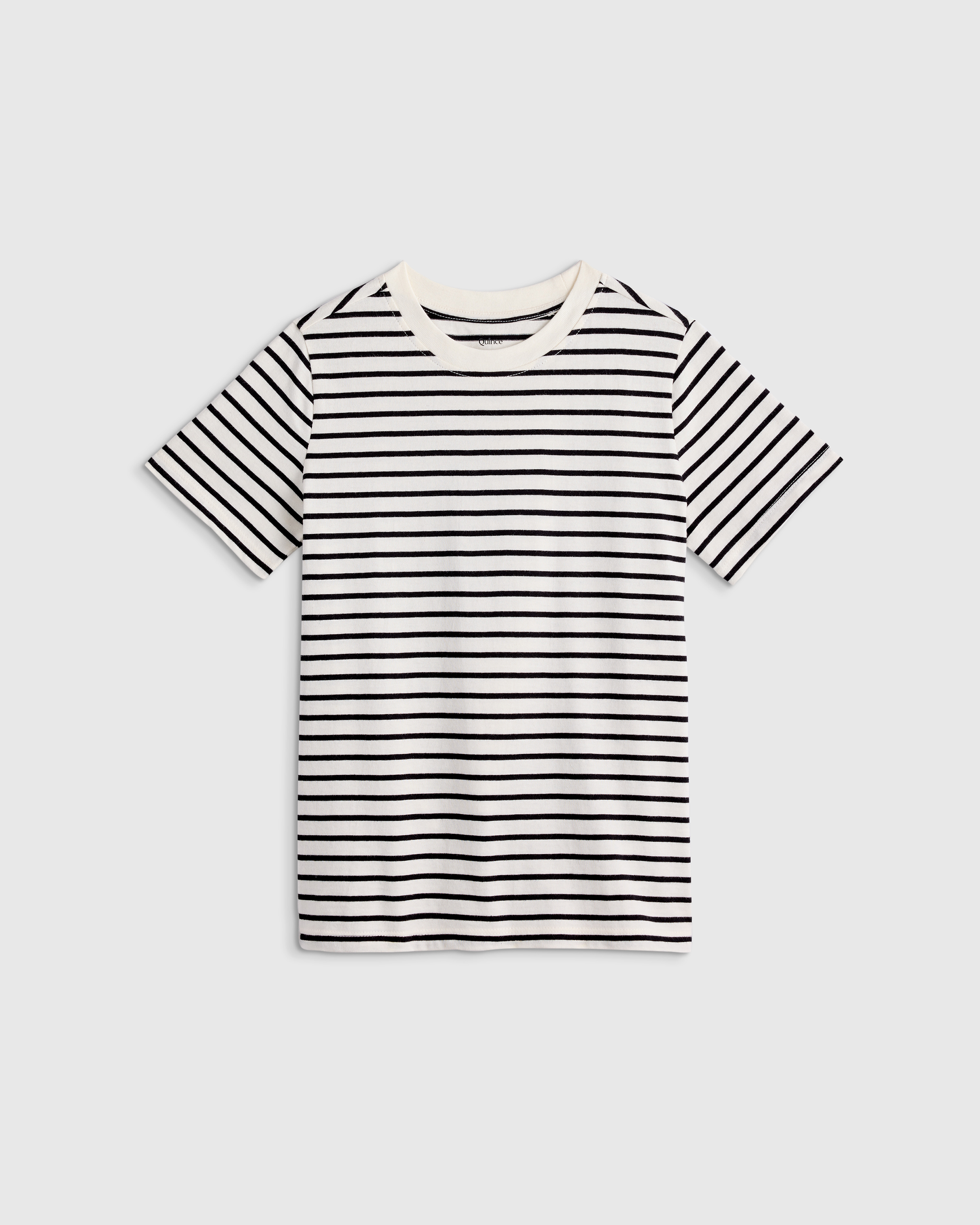 Black/White Stripe 100% Organic Cotton Jersey Short Sleeve Tee 