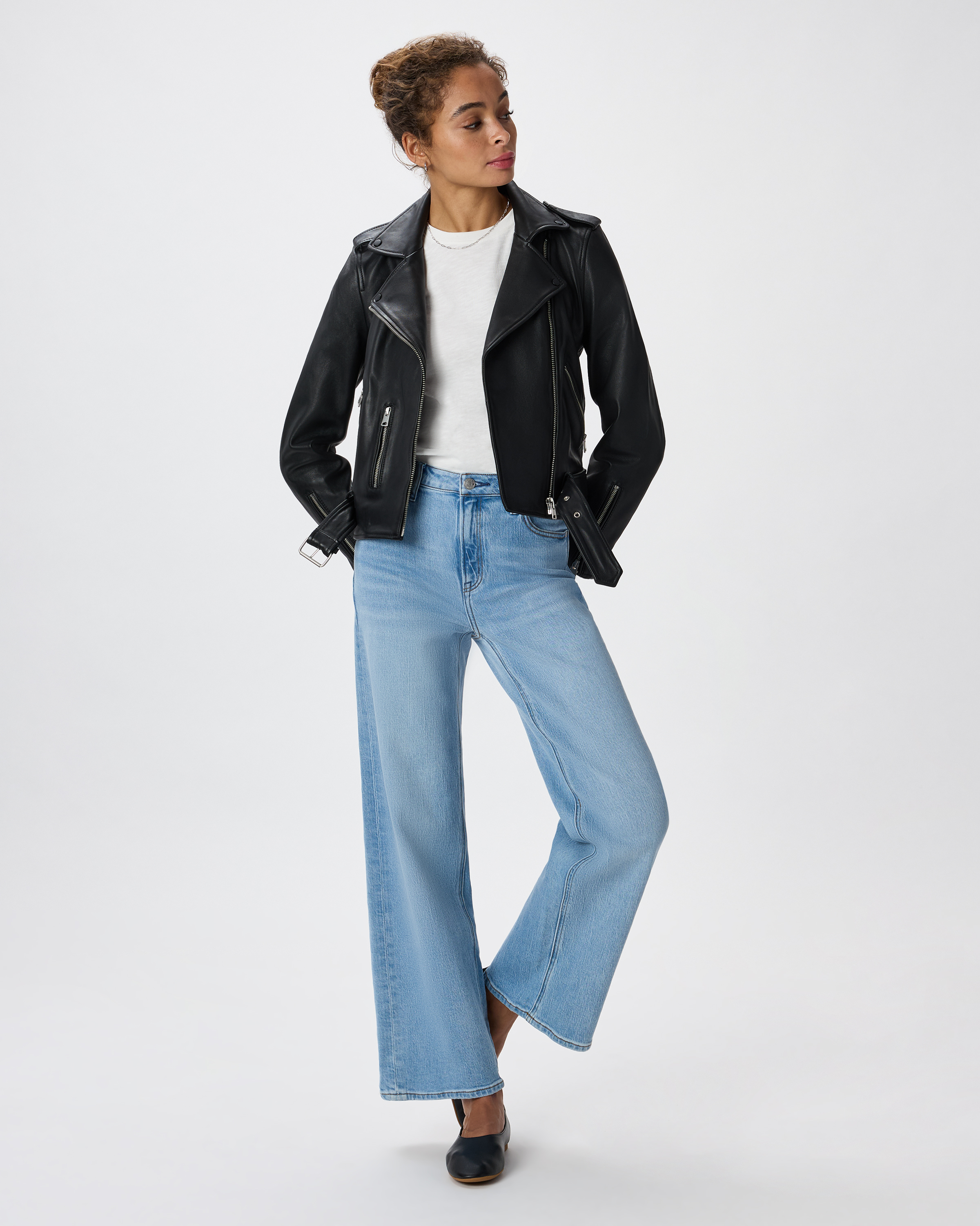 Veste Motard Femme En Cuir Synthétique - Taille 16/18/20, Chaude Pour Automne/hiver, Capuche Amovible
