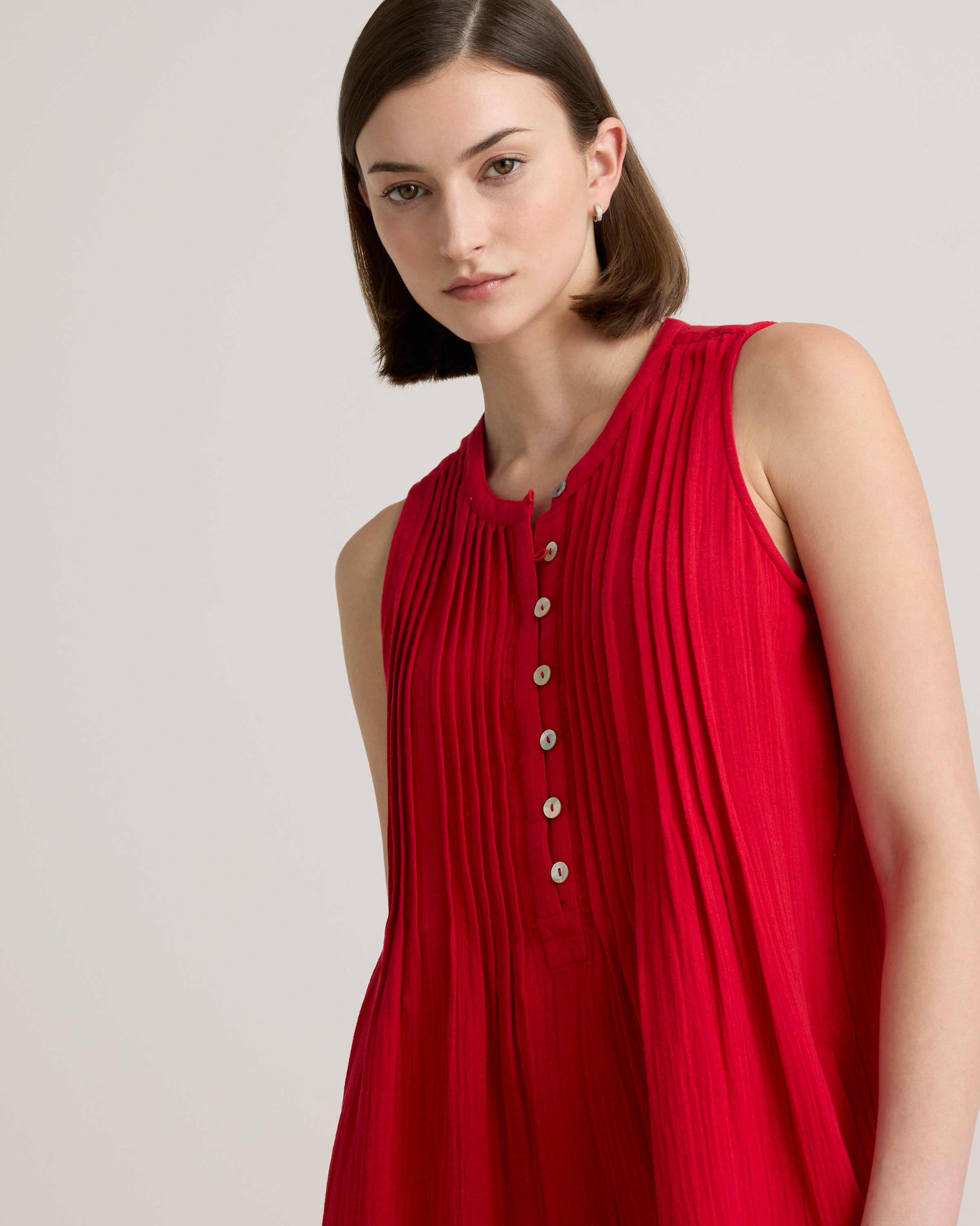 100% Organic Cotton Gauze Sleeveless Swing Dress