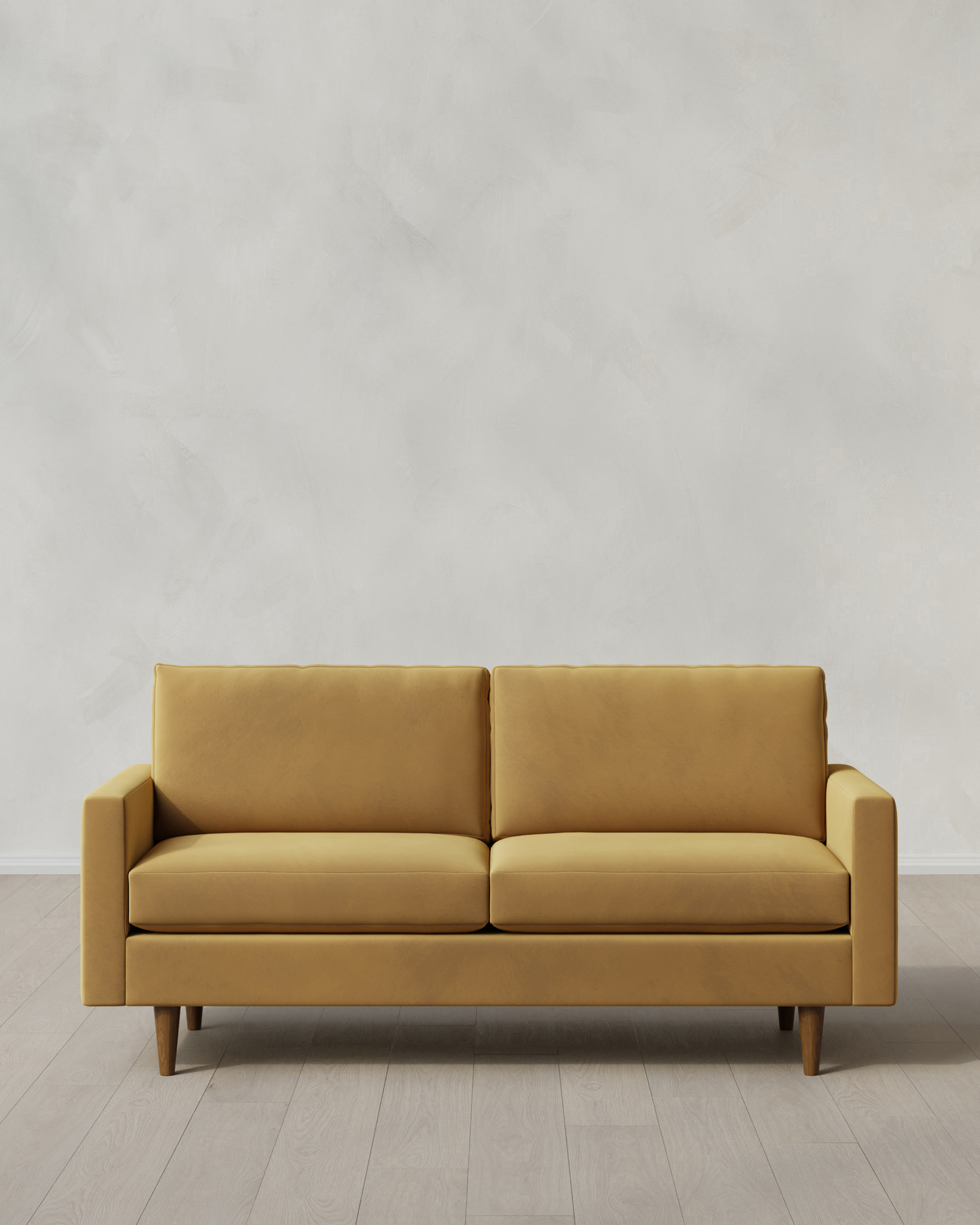Caramel Atlas Midcentury Sofa in Performance Velvet