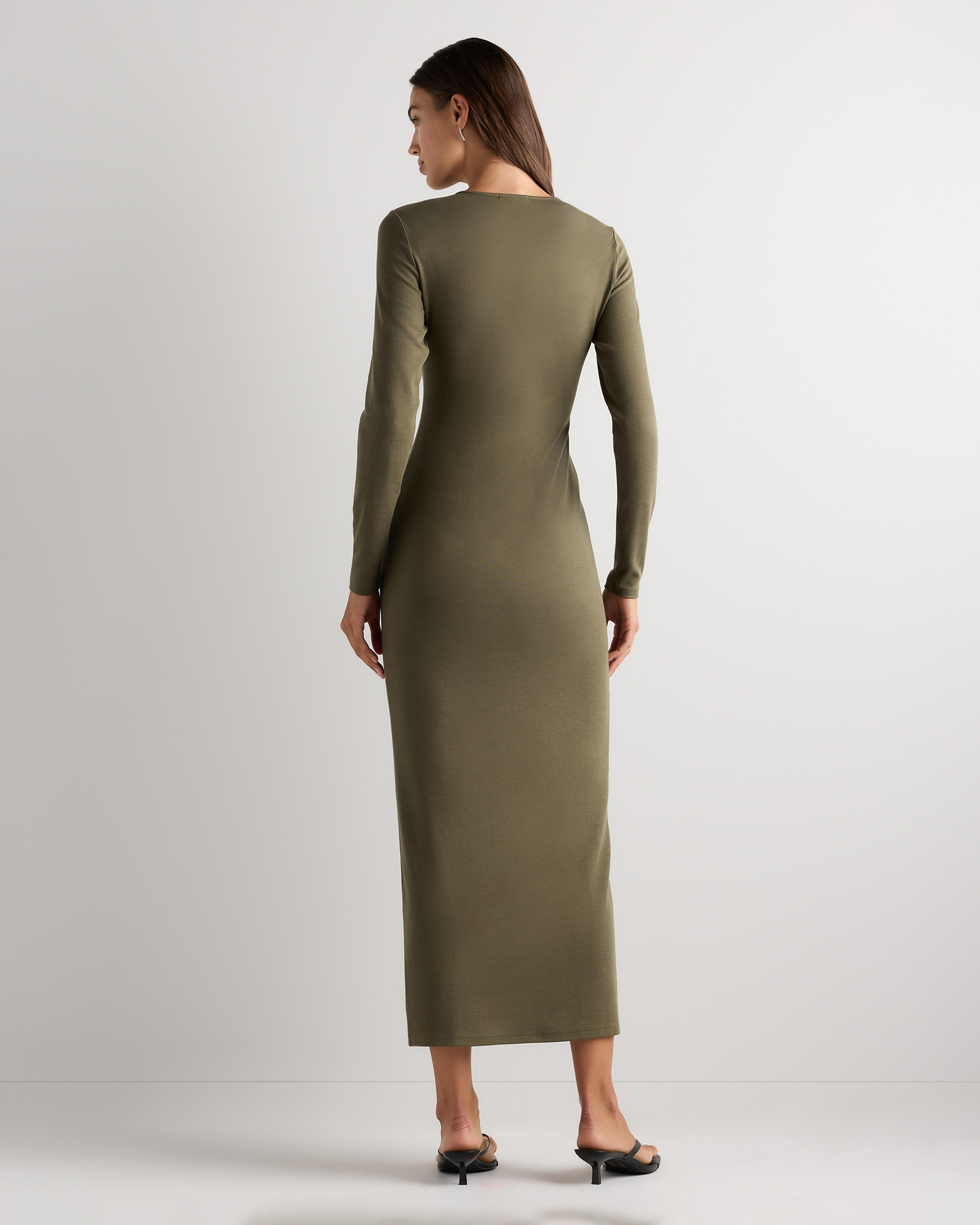Women's Tencel Modal Knit Long Sleeve Maxi Dress in Kalamata Olive, Size XS by Quince