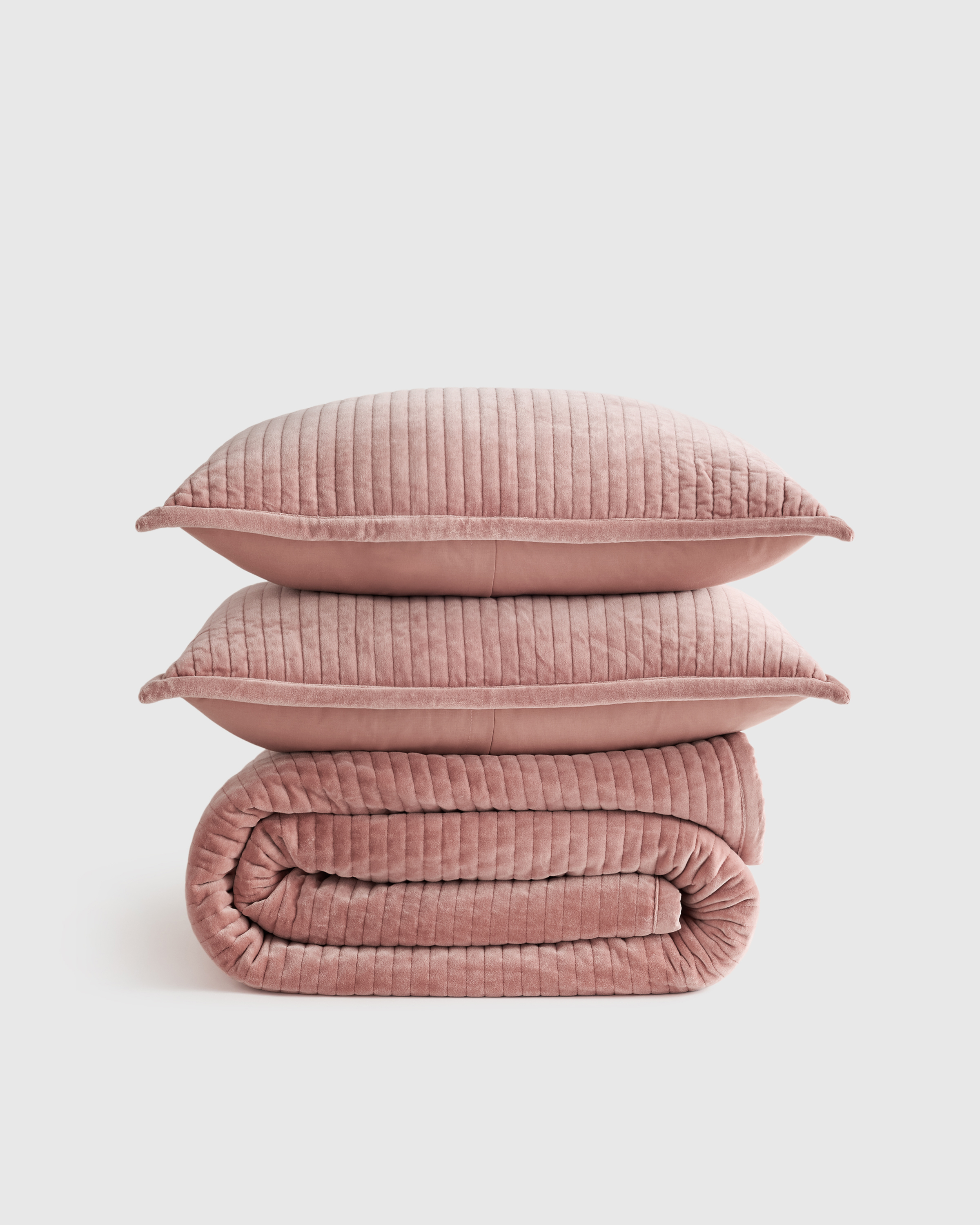 Rose Cotton Velvet Channel Quilt Set