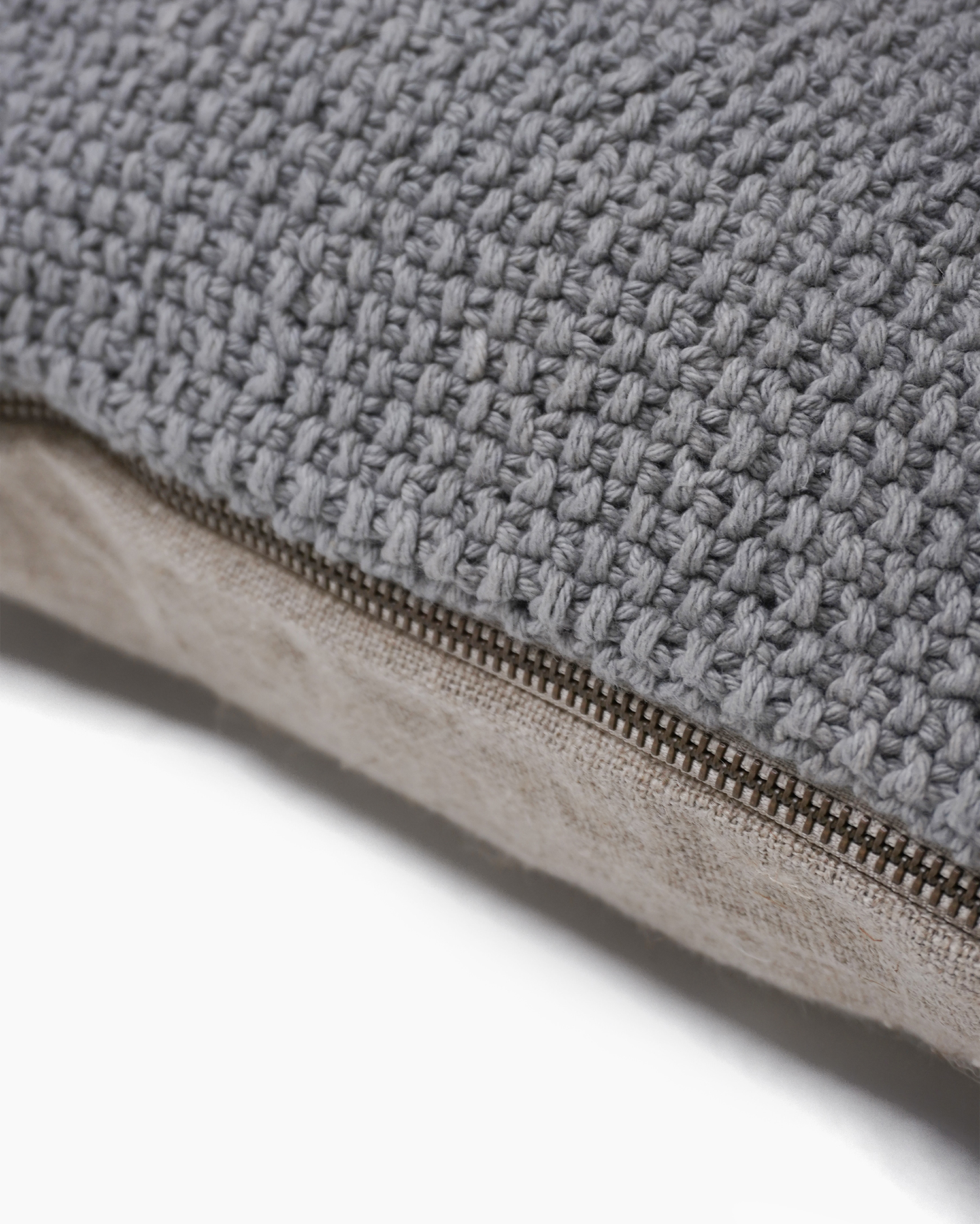 Grey Textured Cotton Pillow Cover